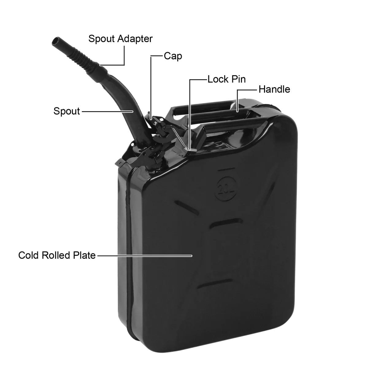 1-Piece 20L Steel Oil Drum, 0.6mm Black Iron Pipe, Black - Image 3