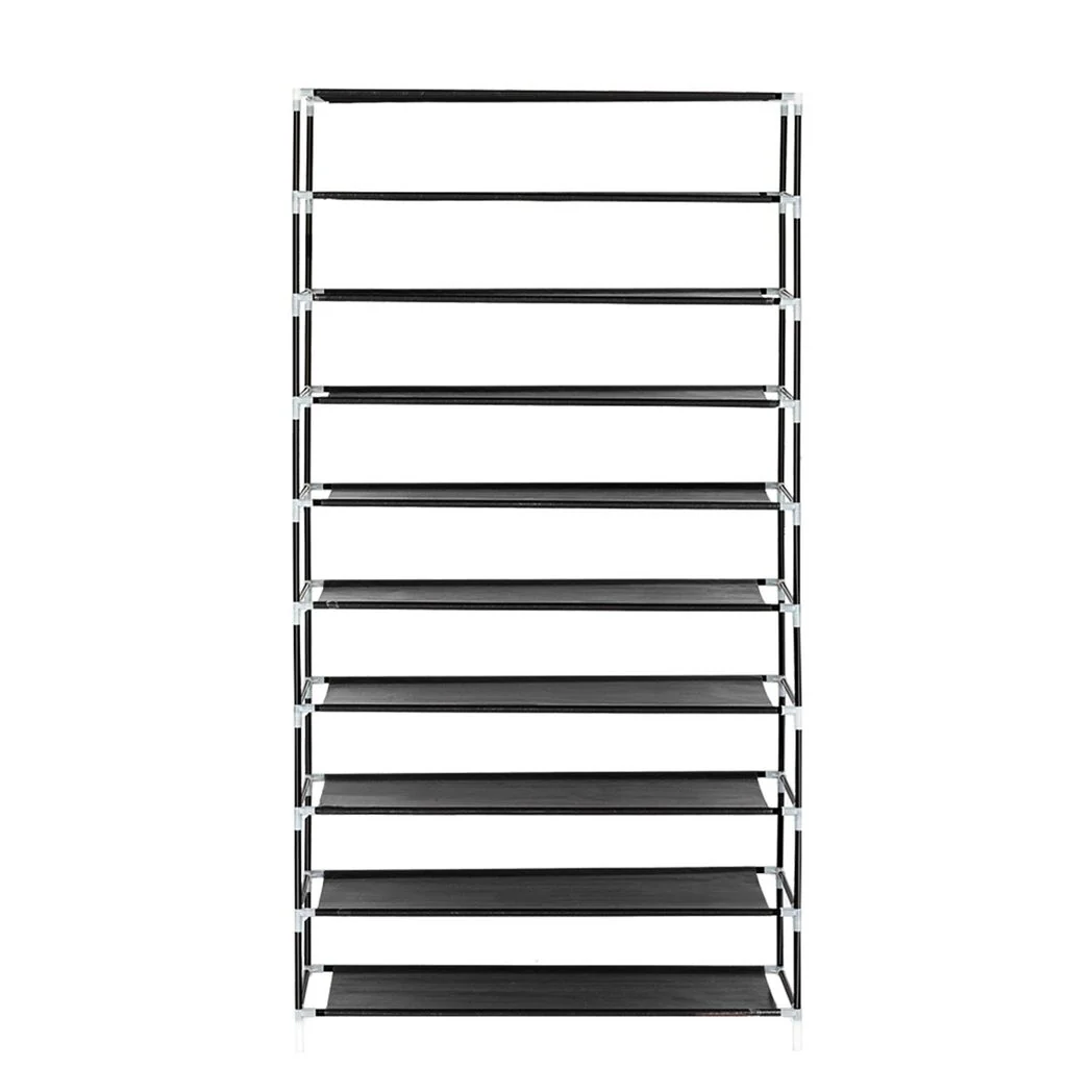 10 Tiers Shoe Rack with Dustproof Cover Closet Shoe Storage Cabinet Organizer Black - Image 7