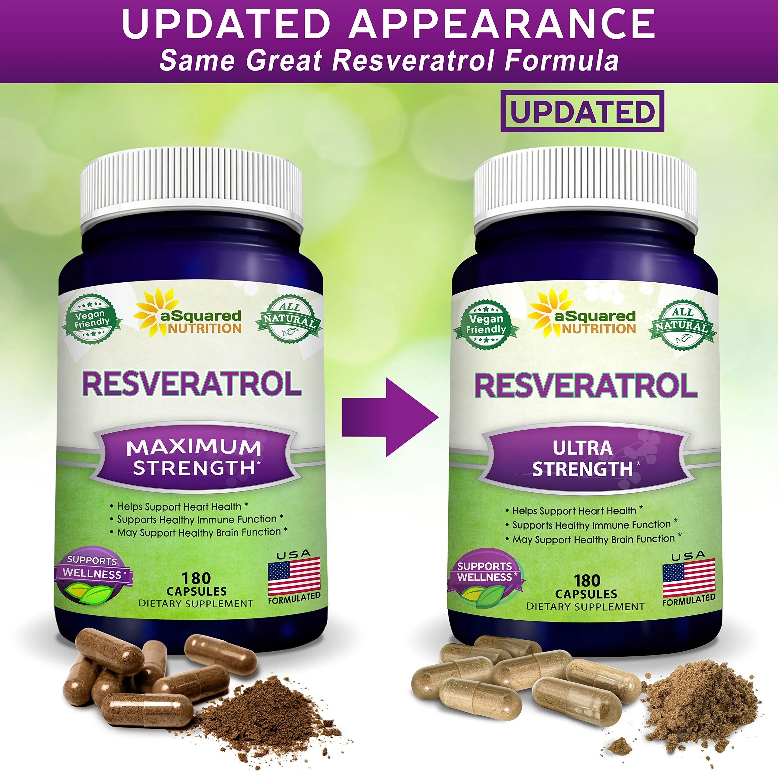 100% Natural Resveratrol 1000mg/Serving | 180 Capsules | Heart Health - Image 8