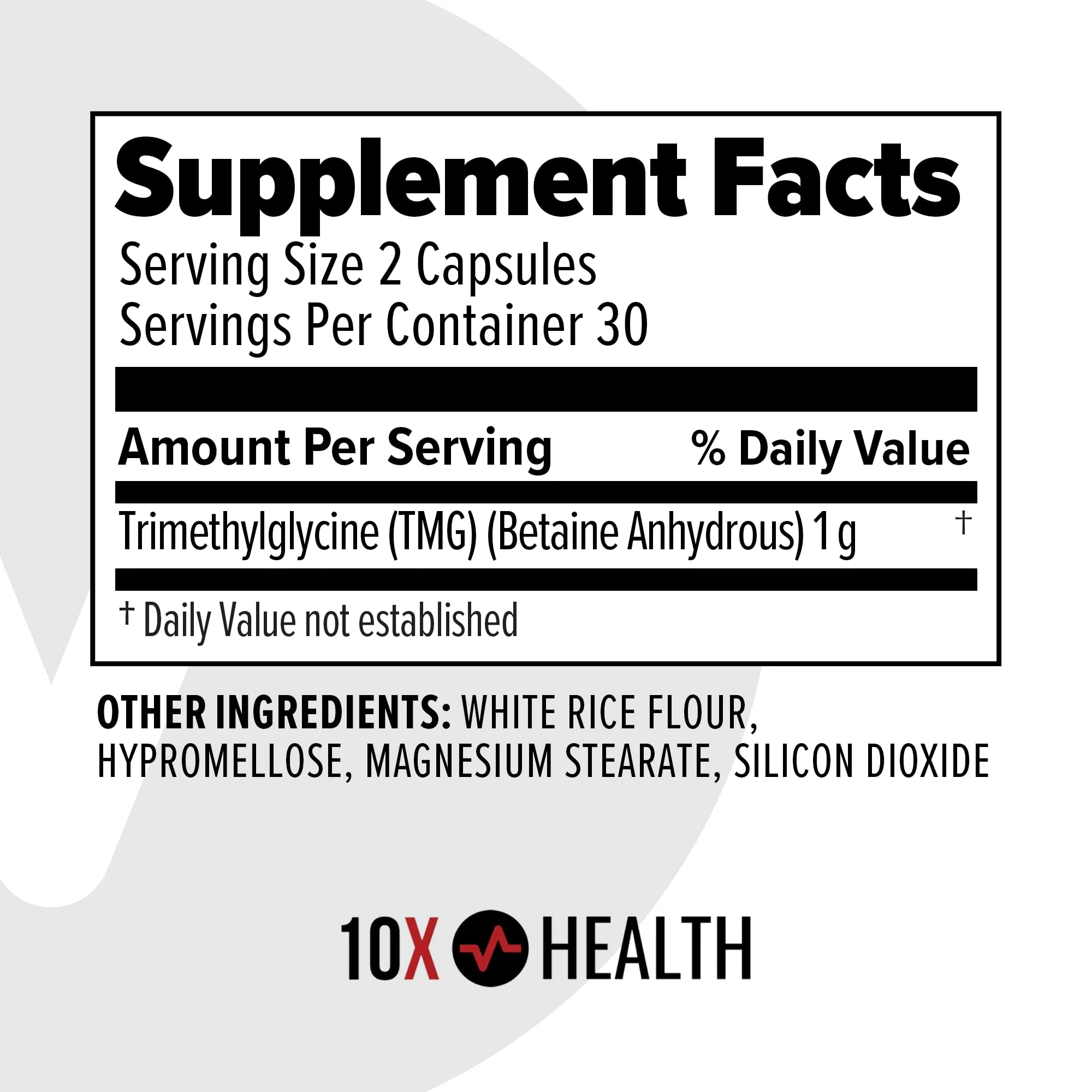 10X Health TMG Supplements - Liver Support, Heart Wellness, Energy | Non-GMO & Gluten-Free - 60 Capsules - Image 11