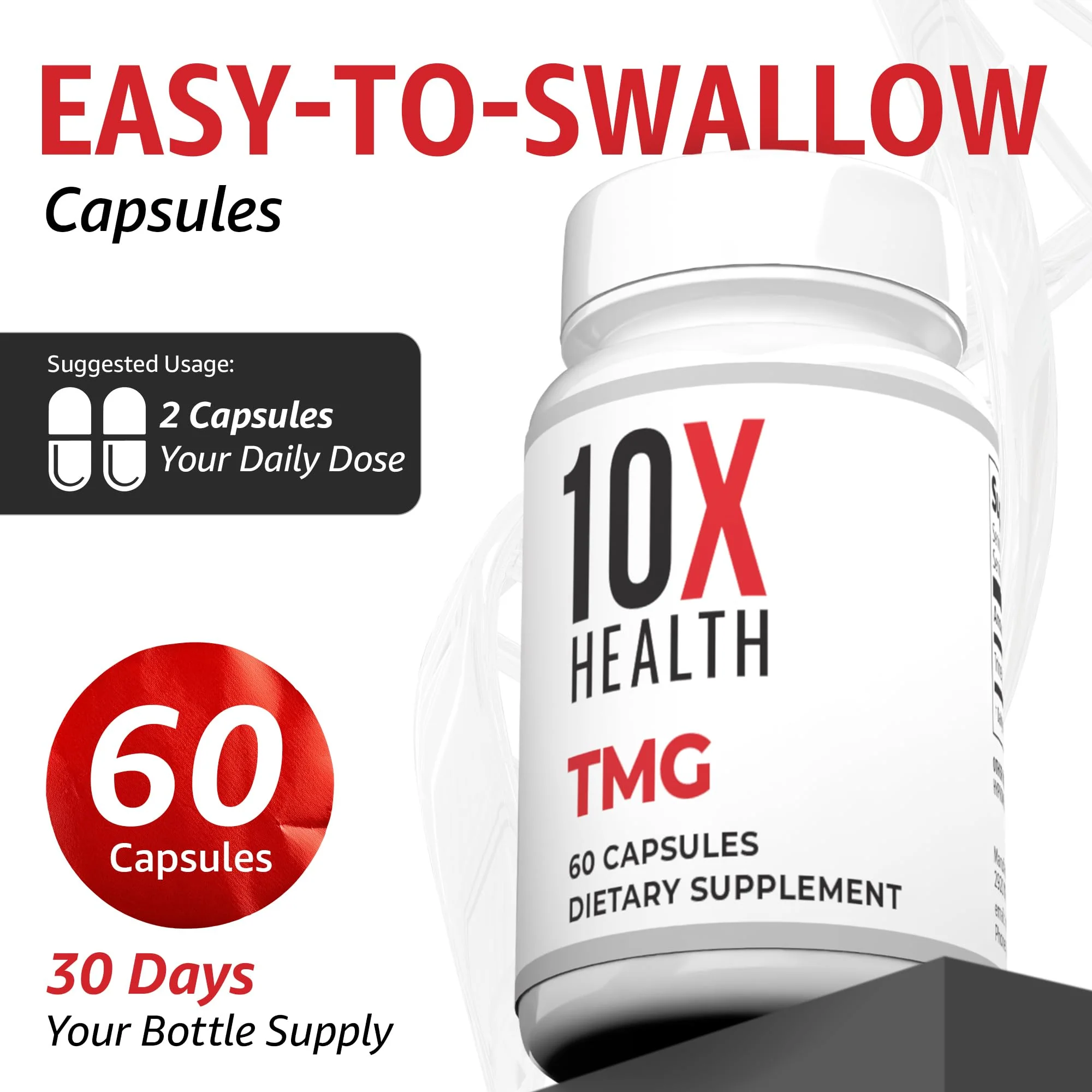10X Health TMG Supplements - Liver Support, Heart Wellness, Energy | Non-GMO & Gluten-Free - 60 Capsules - Image 5