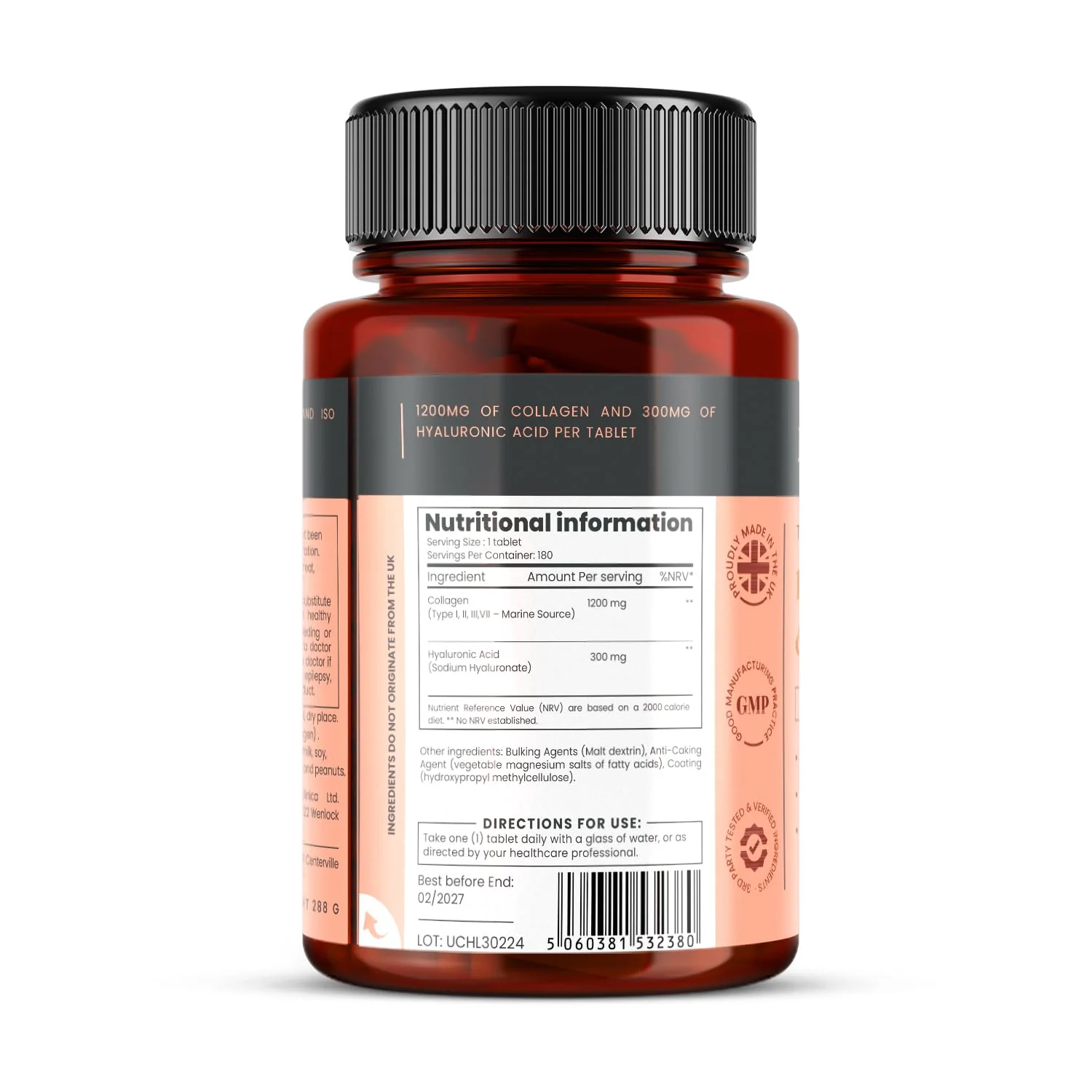 1500mg x 1080 Tablets | UltraColl Collagen 1200mg + Hyaluronic Acid 300mg | 6 Bottles (18 Months) - Image 2