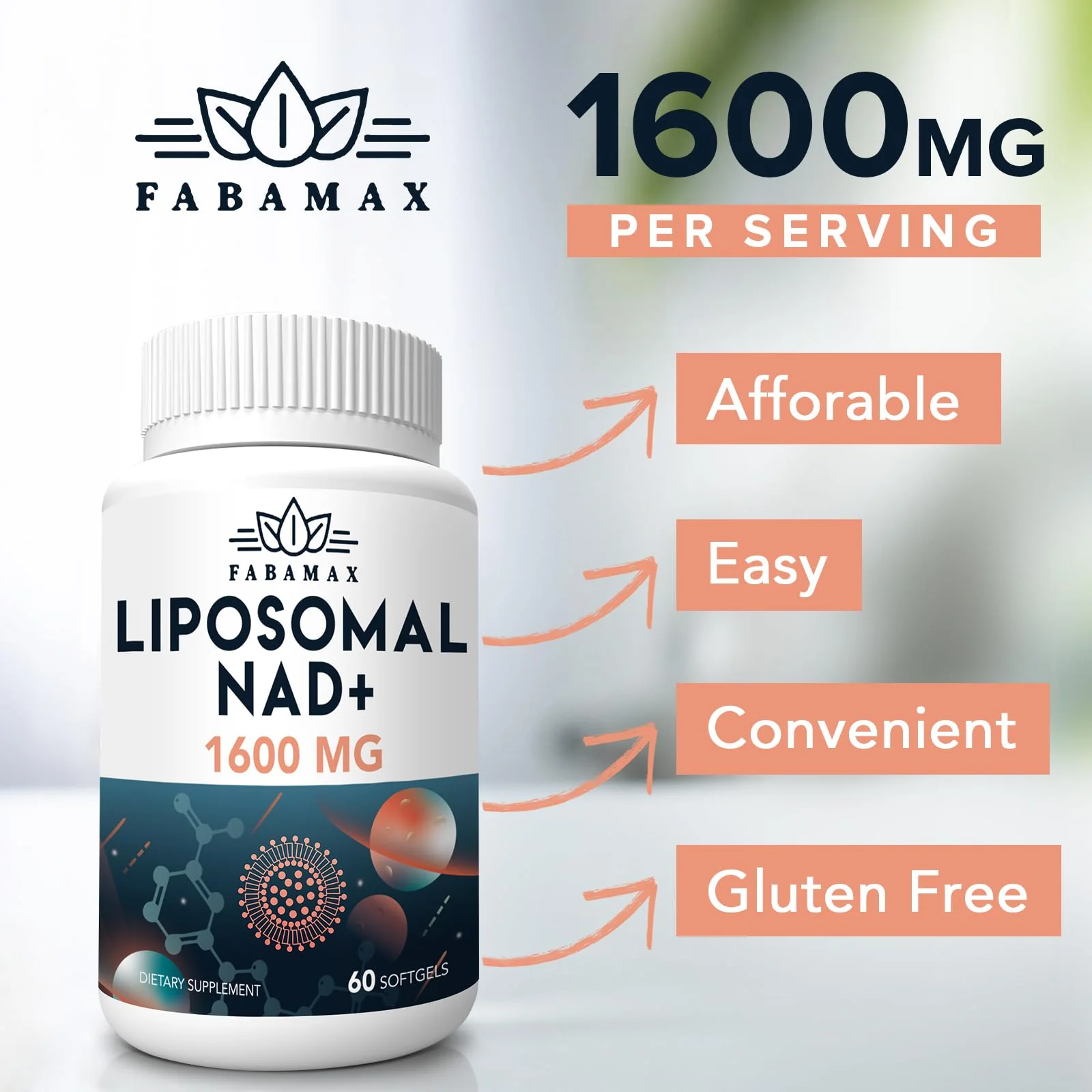1600 mg Liposomal NAD+ Supplement – 98% Pure NAD+, Superior Absorption, 180 Softgels - Image 7