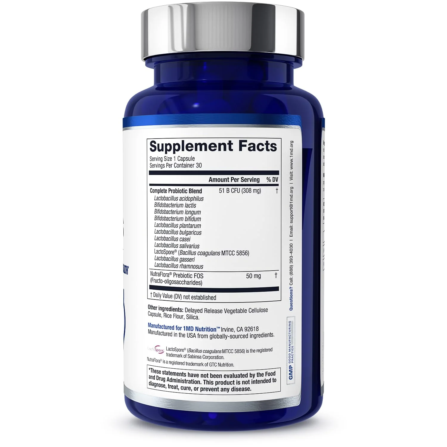 1MD Complete Probiotics Platinum | 51 Billion CFU, 11 Strains, Dairy-Free | Digestive Health Support | 3-Pack - Image 6