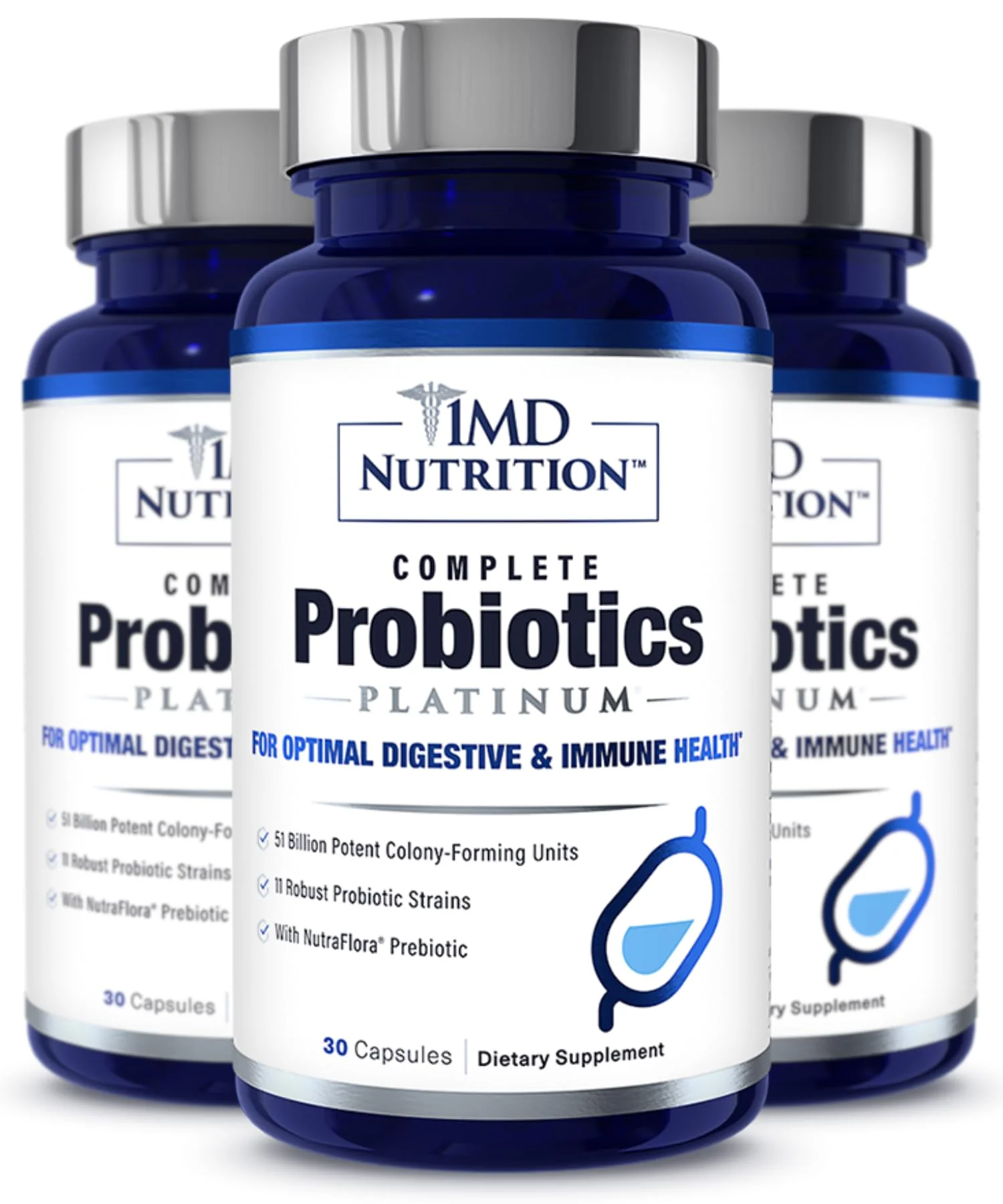 1MD Complete Probiotics Platinum | 51 Billion CFU, 11 Strains, Dairy-Free | Digestive Health Support | 3-Pack - Image 9