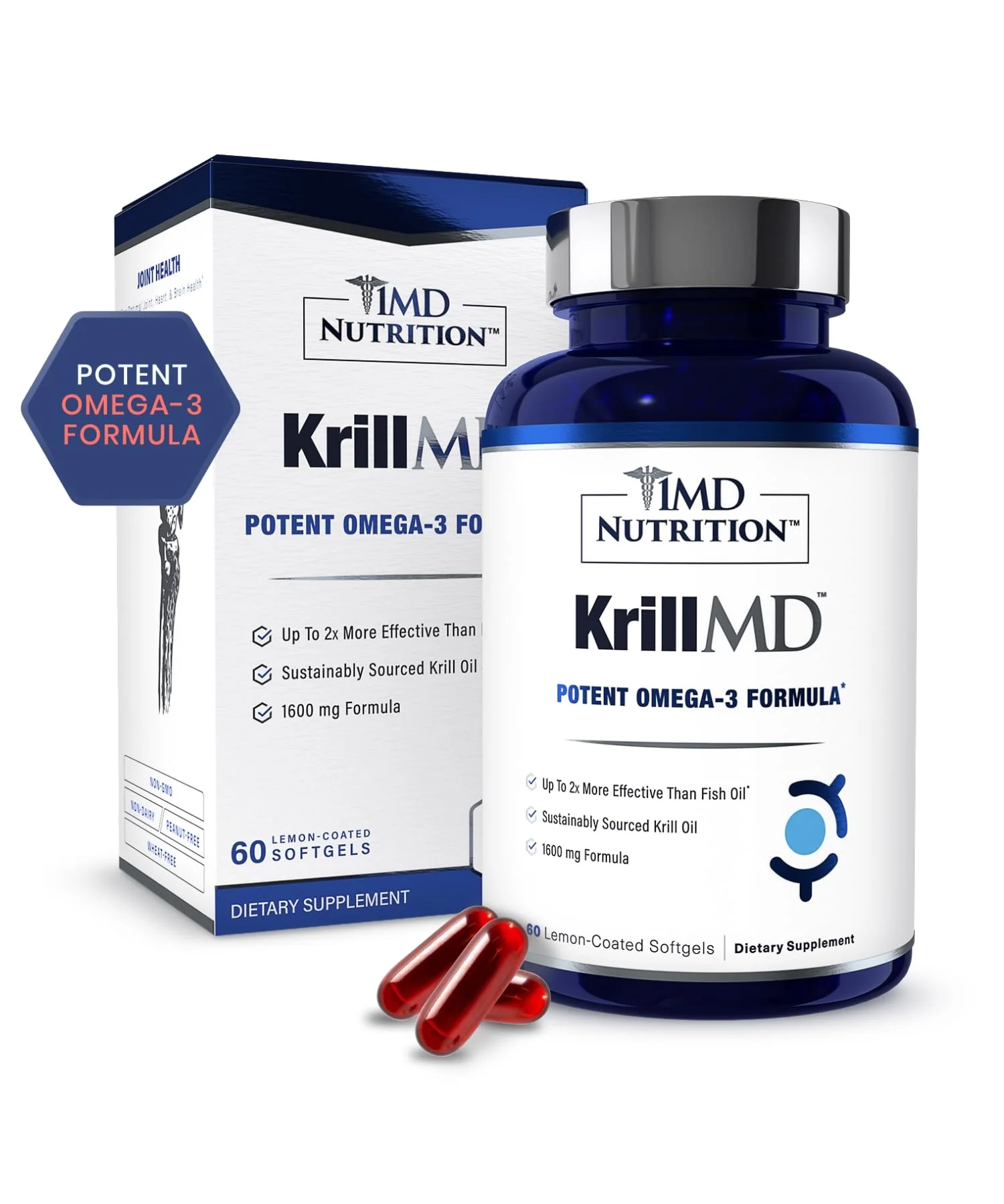 1MD KrillMD Antarctic Krill Oil Omega-3 with Astaxanthin | 60 Softgels | 2x More Effective Than Fish Oil - Image 9