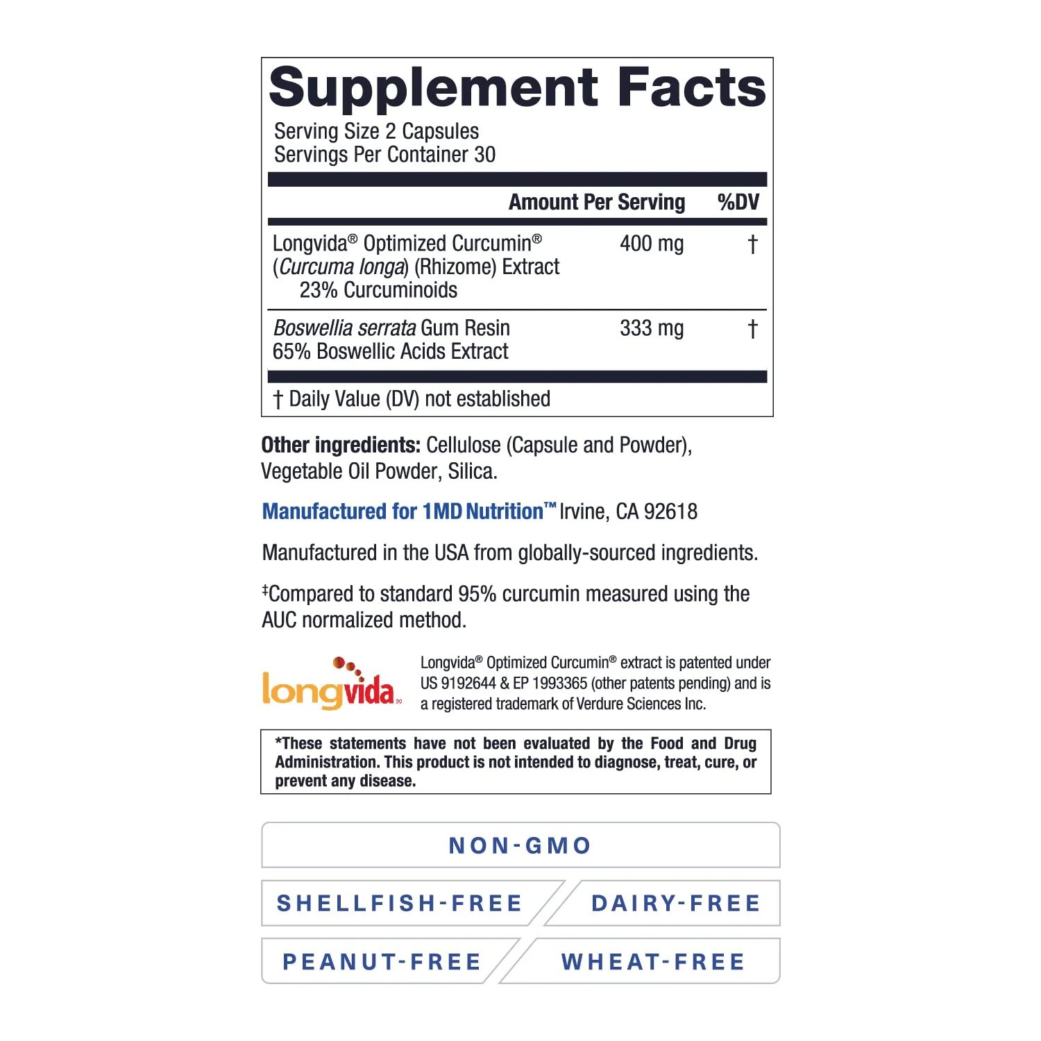 1MD Nutrition CurcuminMD Plus - Turmeric Curcumin with Boswellia Serrata, Highly Absorbable | Joint Support & Recovery | 120 Capsules (2-Pack) - Image 16