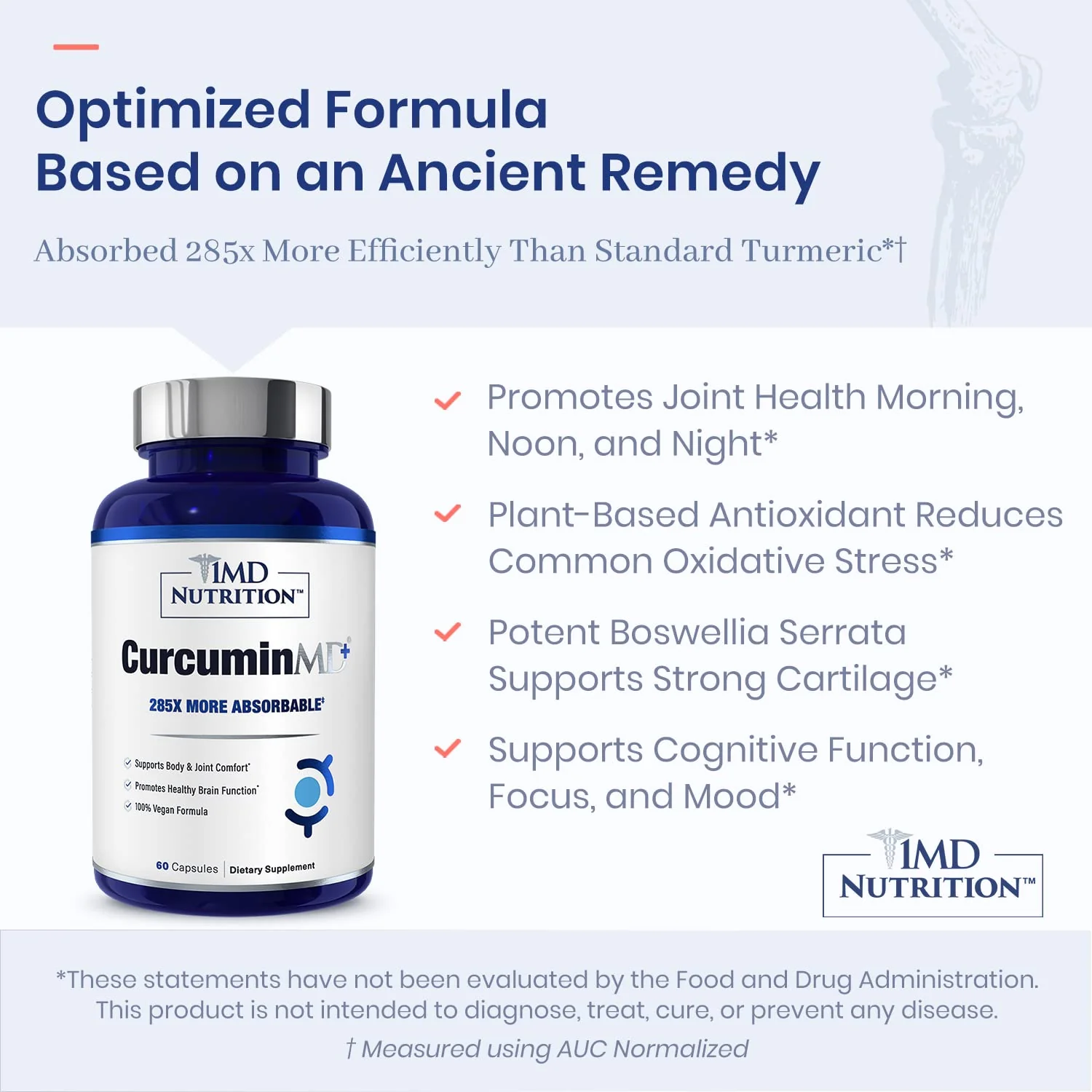 1MD Nutrition CurcuminMD Plus - Turmeric Curcumin with Boswellia Serrata, Highly Absorbable | Joint Support & Recovery | 120 Capsules (2-Pack) - Image 4