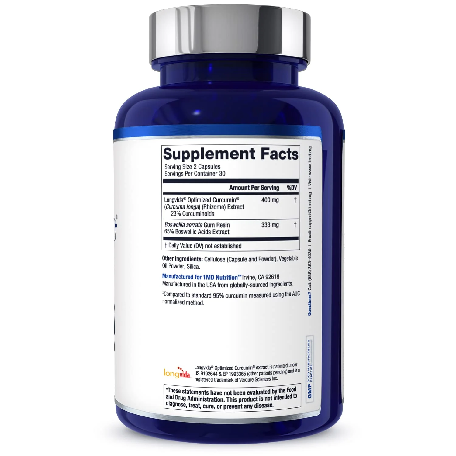 1MD Nutrition CurcuminMD Plus – Turmeric Curcumin with Boswellia Serrata | Longvida Optimized Absorption | 180 Capsules (3-Pack) - Image 15