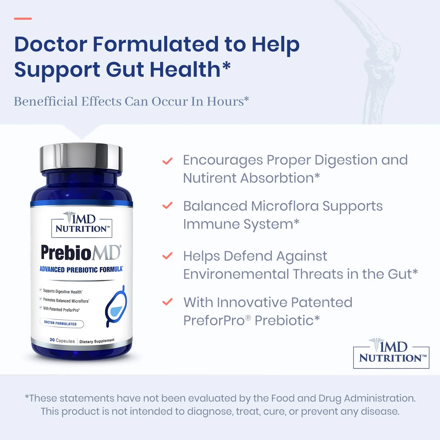 1MD Nutrition PreBioMD — Prebiotic with PreforPro | Healthy Digestion & Beneficial Bacteria - Image 3