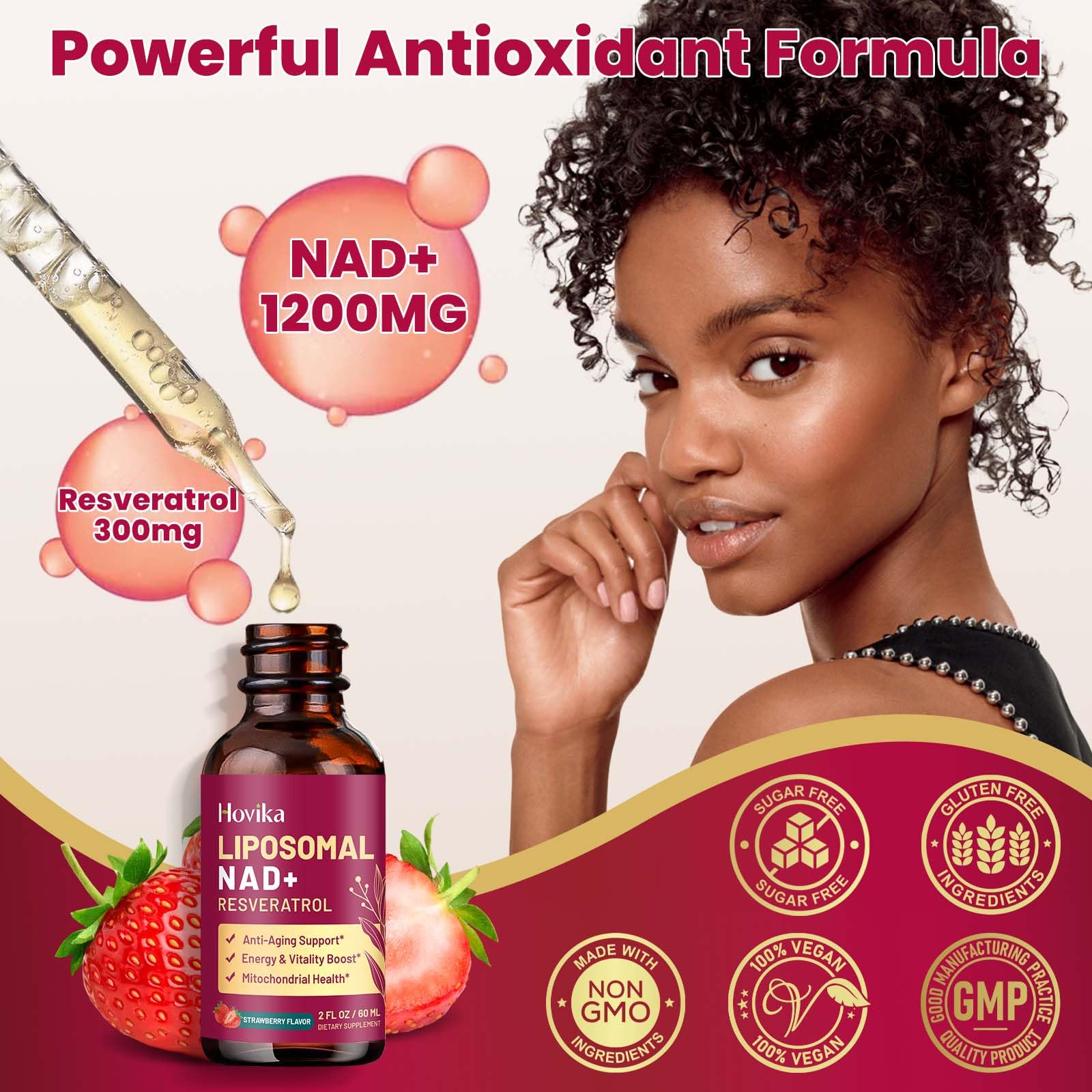 2 Pack Liposomal NAD+ Drops 1200mg - Strawberry Flavor, Resveratrol & Black Pepper - Image 8