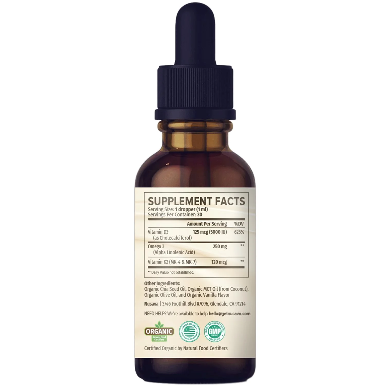 (2 Pack) Organic Vitamin D3 K2 Drops with MCT Oil | 5000 IU, Non-GMO, Vanilla - Image 9