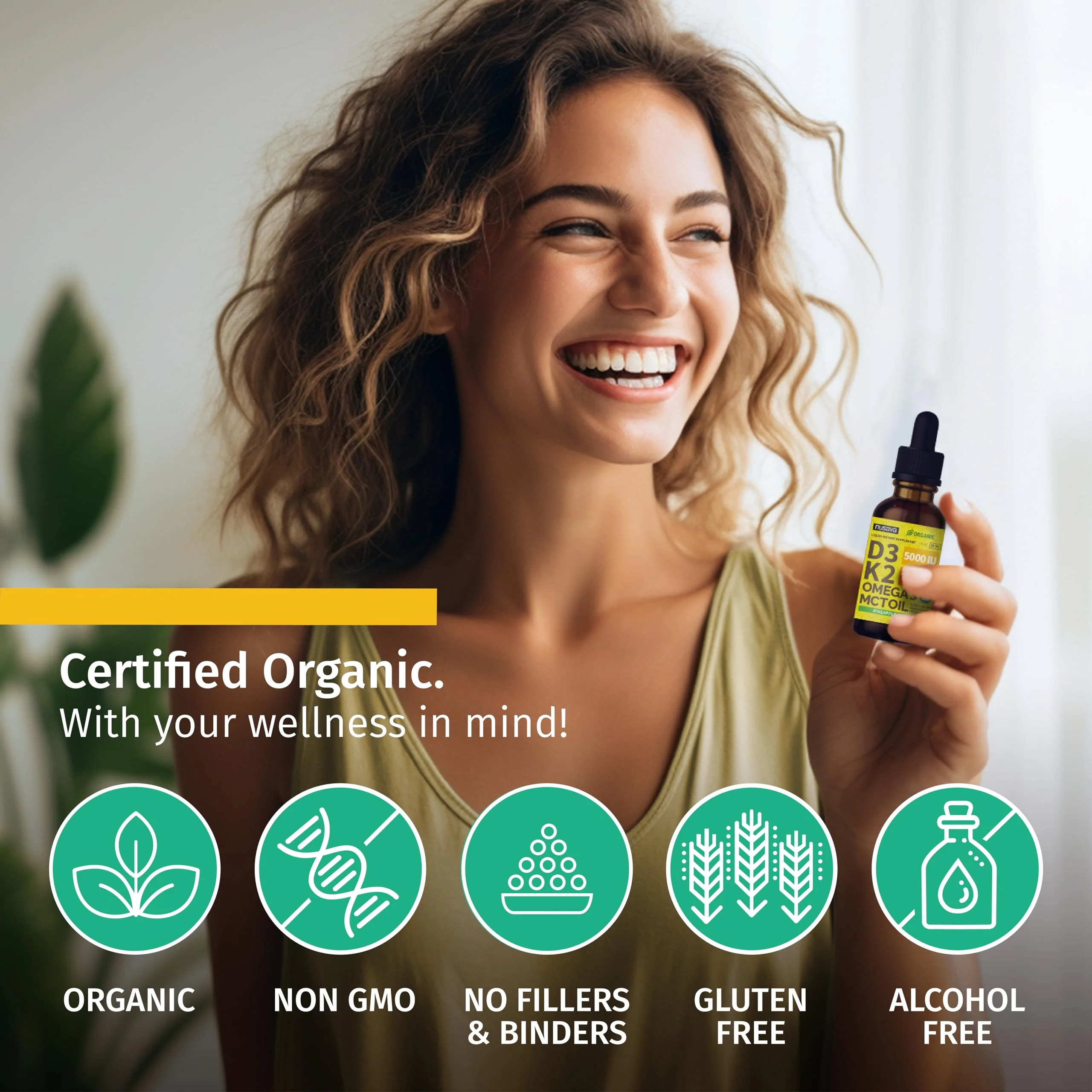 2 Pack Organic Vitamin D3 K2 Drops with MCT Oil – Pineapple 2 fl oz | 5000 IU Immune Support - Image 5
