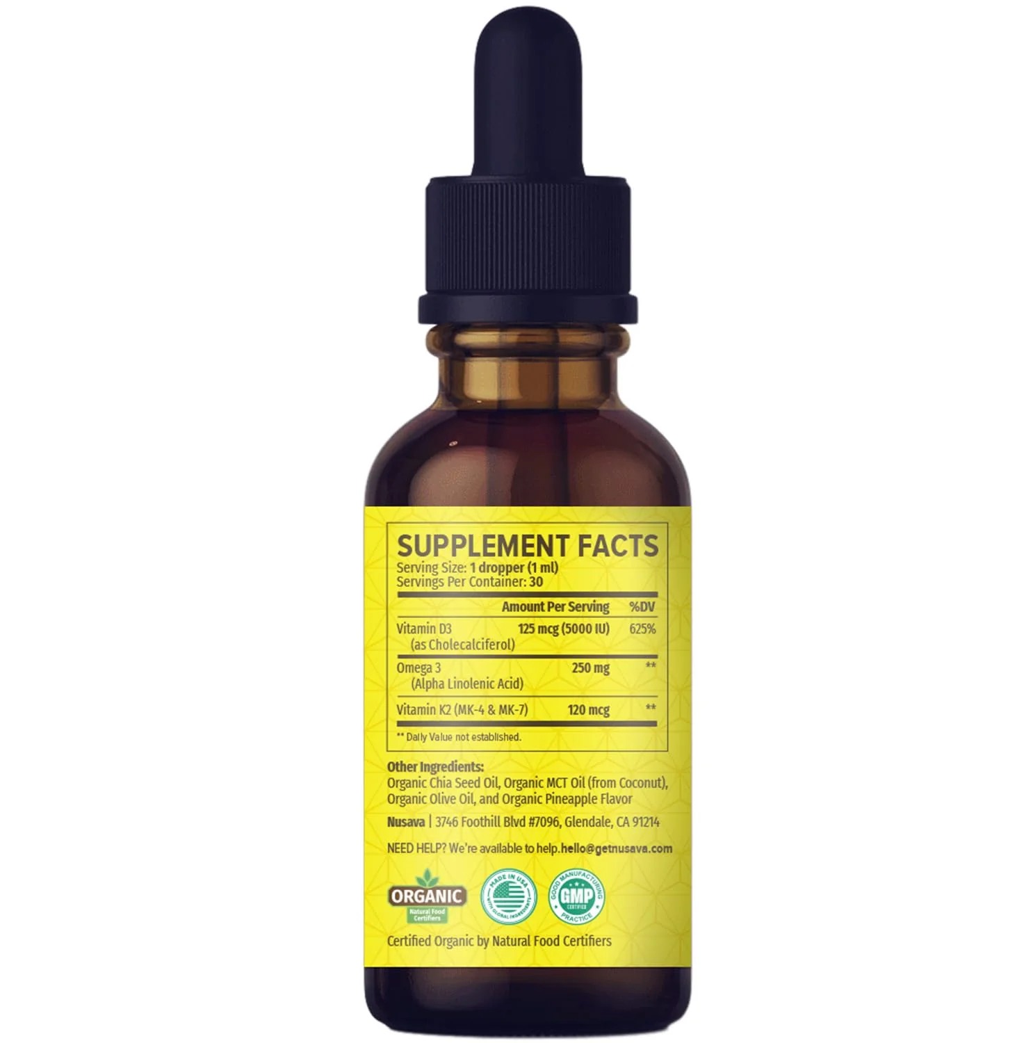 2 Pack Organic Vitamin D3 K2 Drops with MCT Oil – Pineapple 2 fl oz | 5000 IU Immune Support - Image 8
