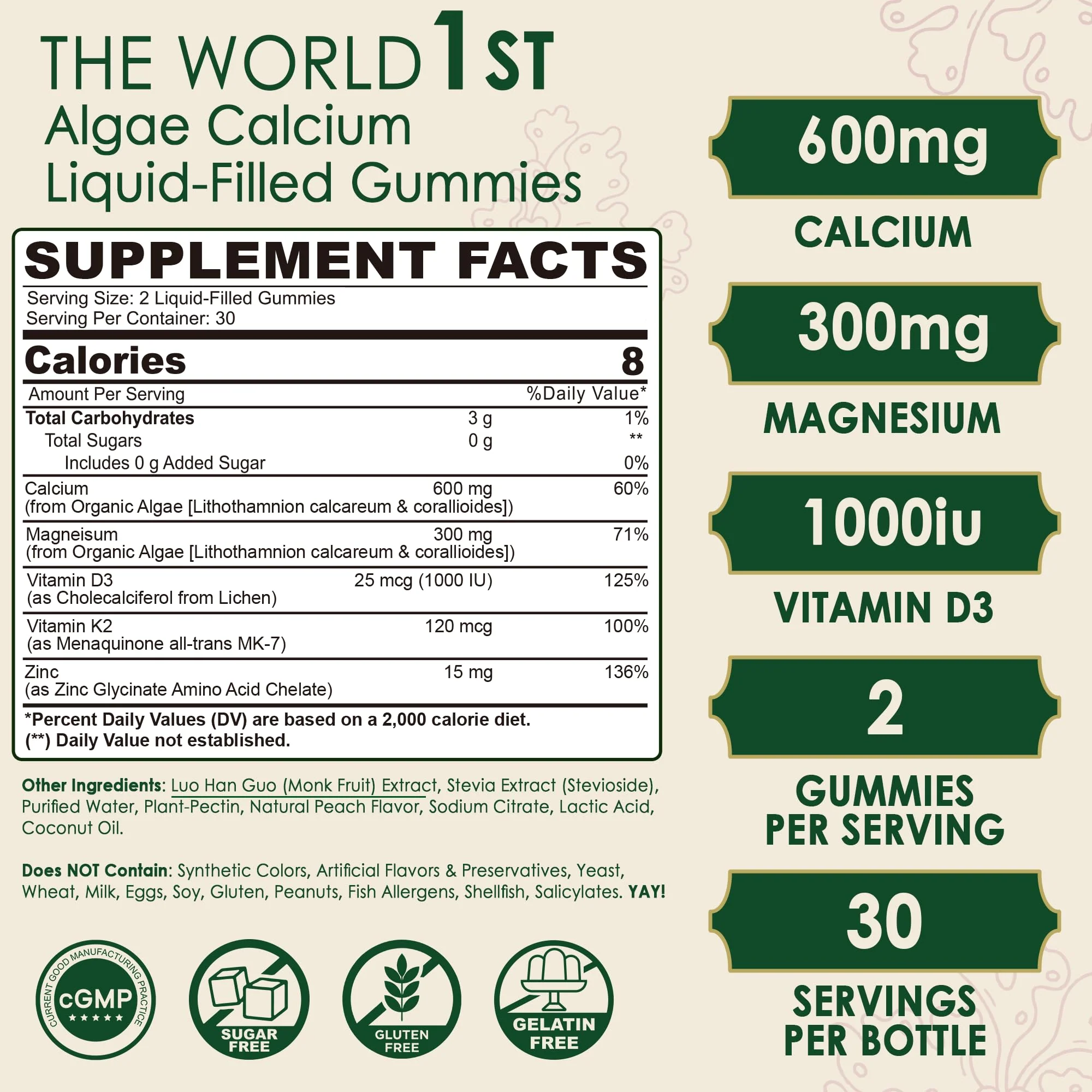 2 Pack Plant-Based Calcium Gummies 600mg + D3 K2 Mg Zn – Vegan, Sugar-Free | LILICARE - Image 11