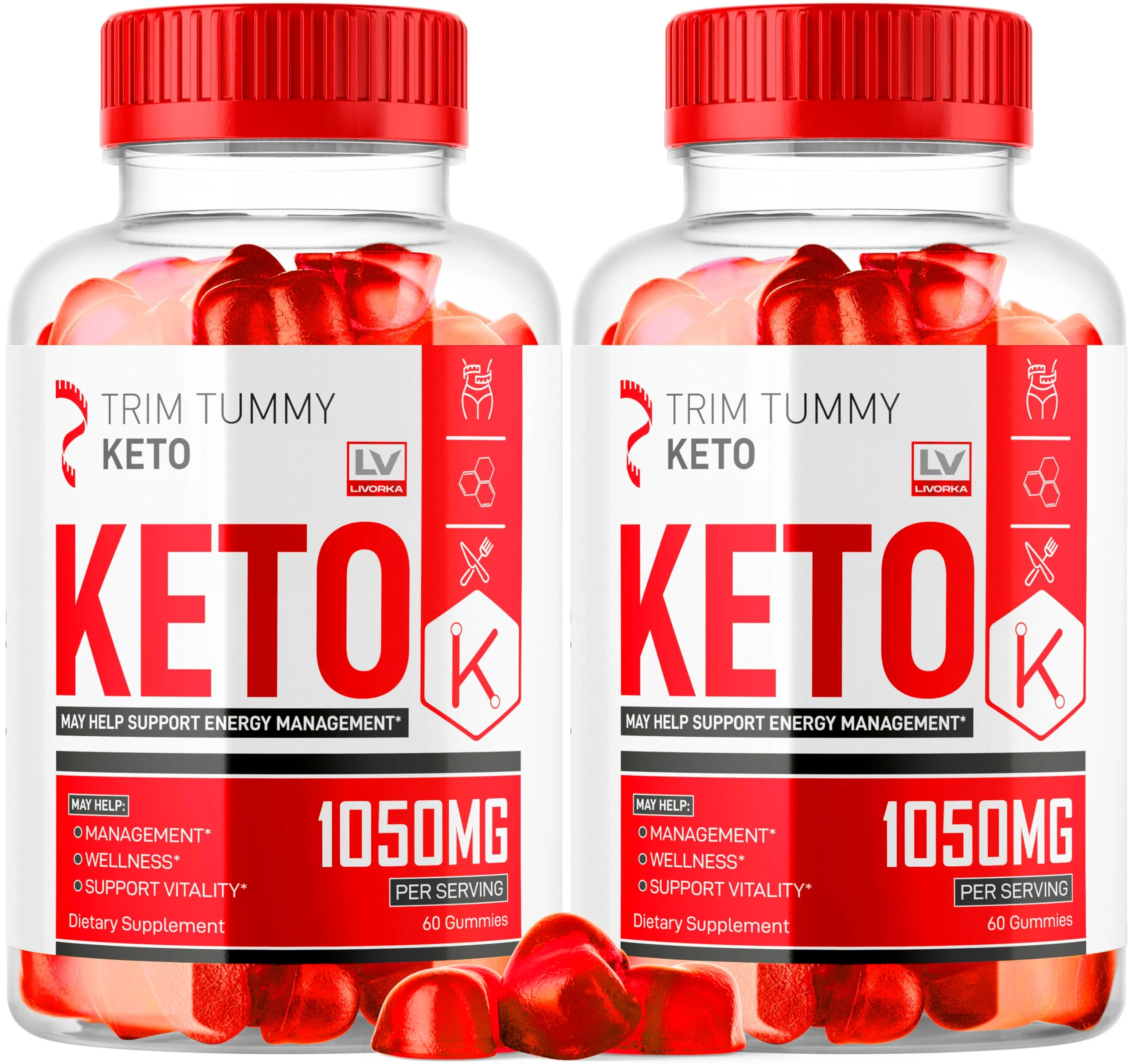 2 Pack Trim Tummy Keto ACV Gummies 1050MG | Keto Apple Cider Vinegar