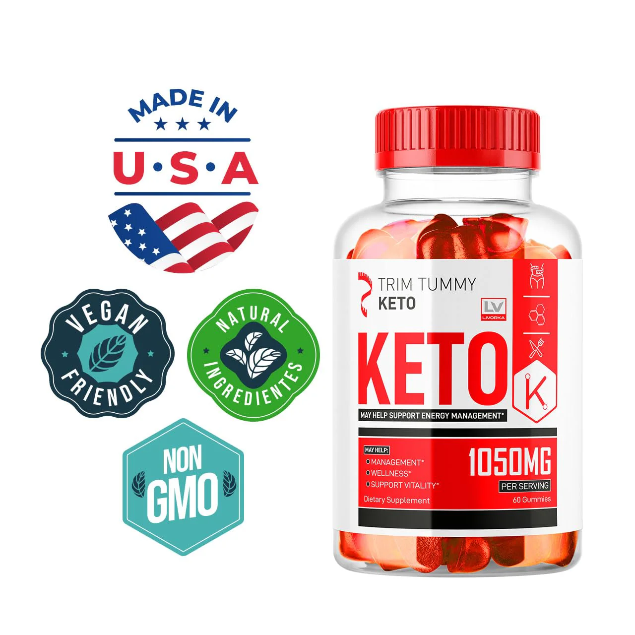 2 Pack Trim Tummy Keto ACV Gummies 1050MG | Keto Apple Cider Vinegar - Image 4