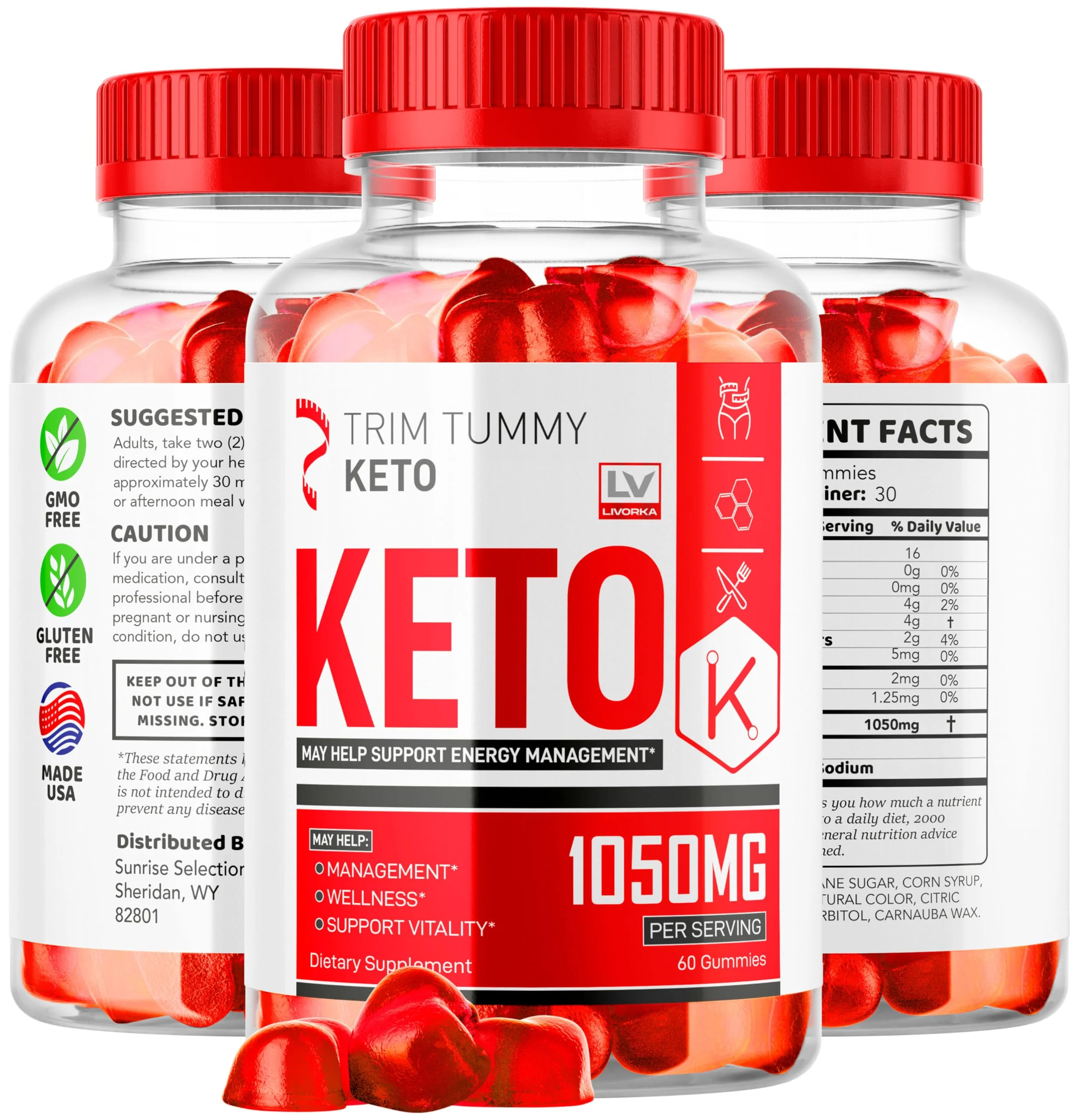 2 Pack Trim Tummy Keto ACV Gummies 1050MG | Keto Apple Cider Vinegar - Image 7