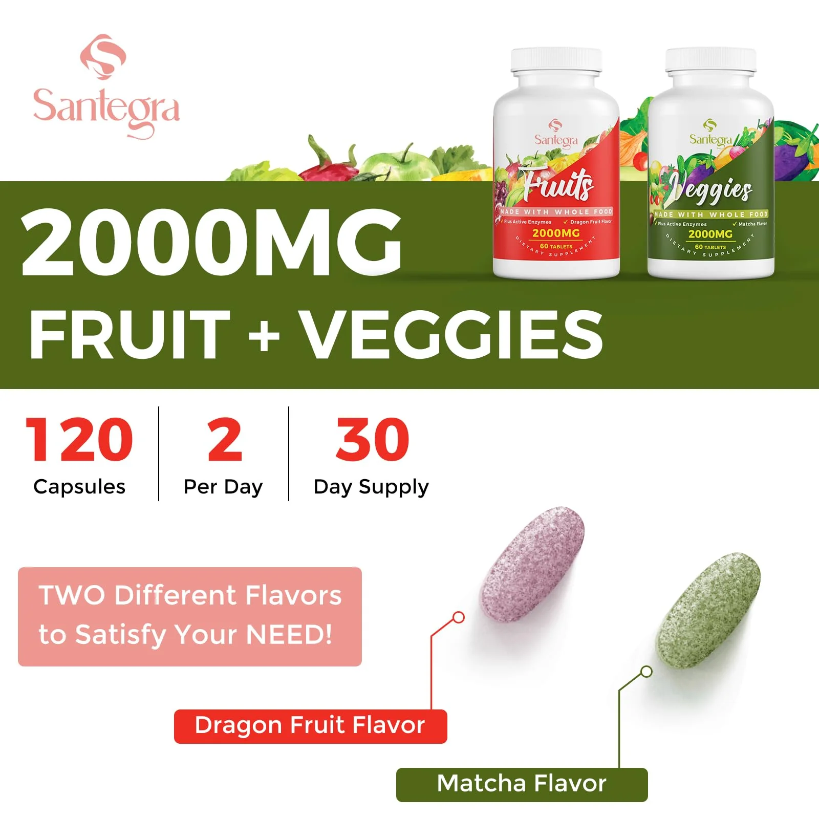 2000 MG Fruit & Veggies Supplement, 240 Tablets – 35+ Fruits & Veggies - Image 6