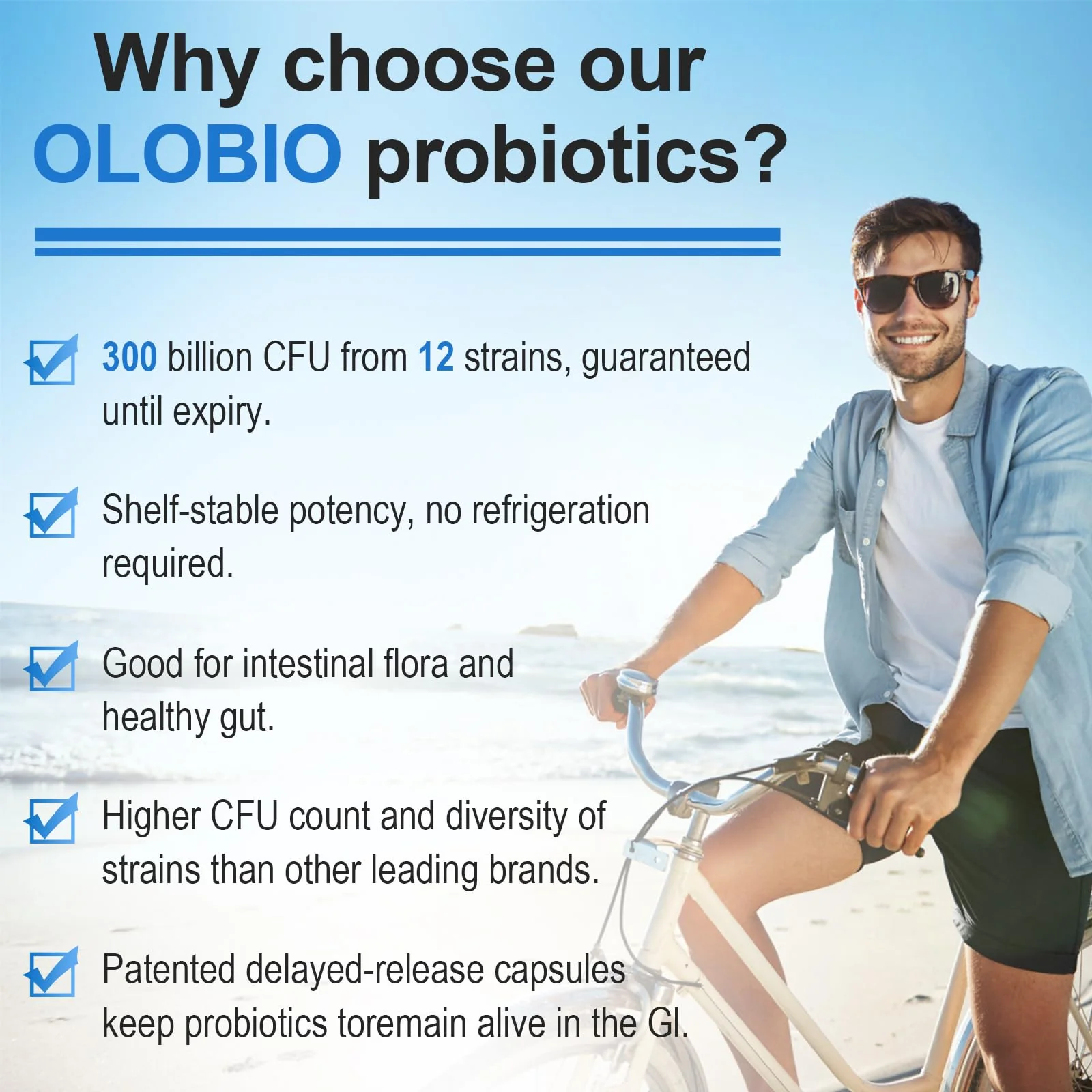 300 Billion CFU Probiotic with 12 Strains & 3 Organic Prebiotics – Daily Digestive & Immune Support, Vegan, Shelf-Stable, 120 Count - Image 4