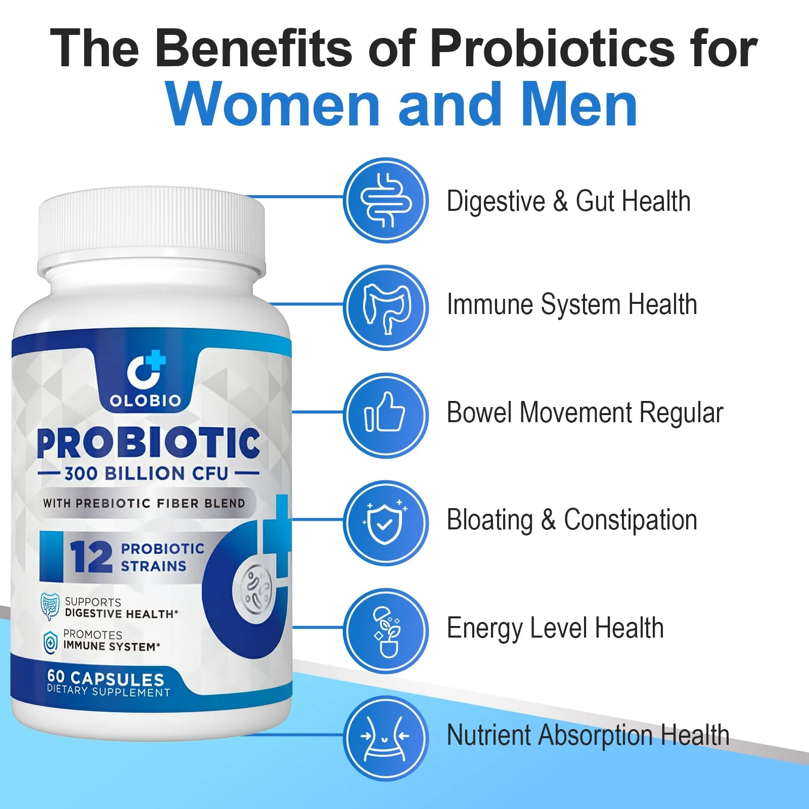 300 Billion CFU Probiotic with 12 Strains & 3 Organic Prebiotics – Daily Digestive & Immune Support, Vegan, Shelf-Stable, 120 Count - Image 5