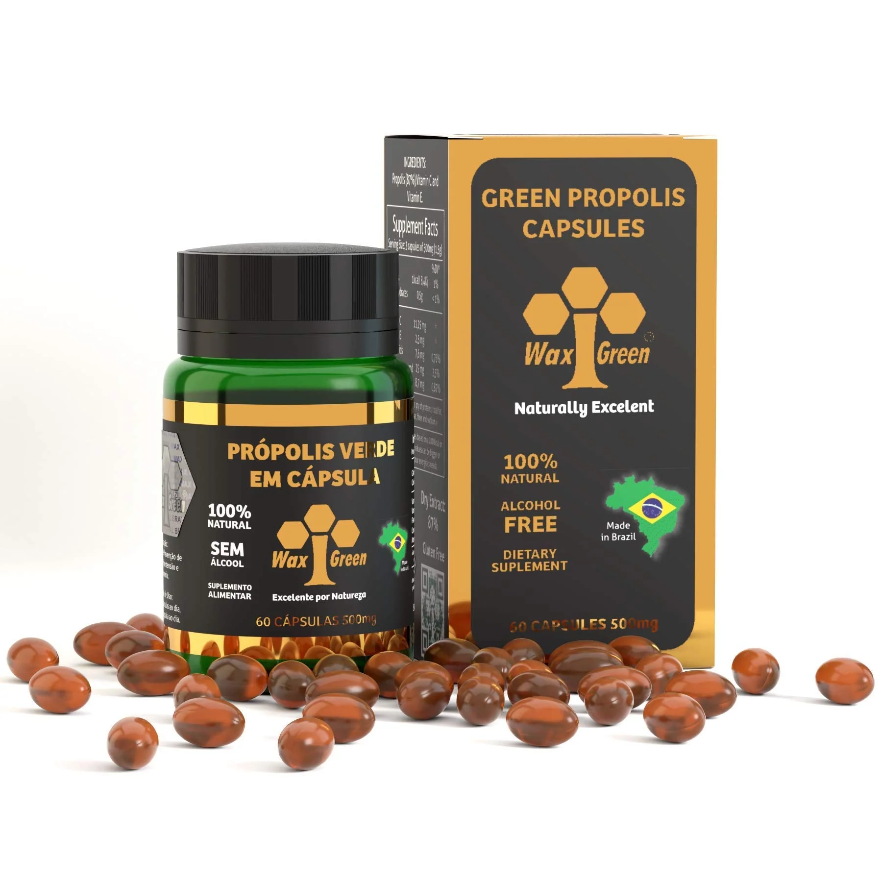 4 Packs of Wax Green Bee Propolis 500mg (60 Capsules) – Immune Support - Image 2