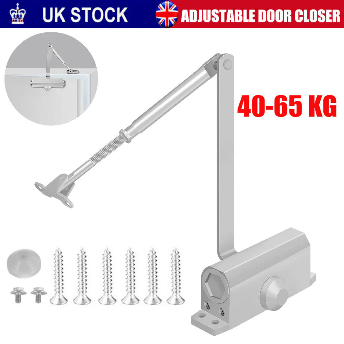 40-65KG Heavy Duty fire rated Overhead Door Closer Opener Adjustable Soft Close - Image 3