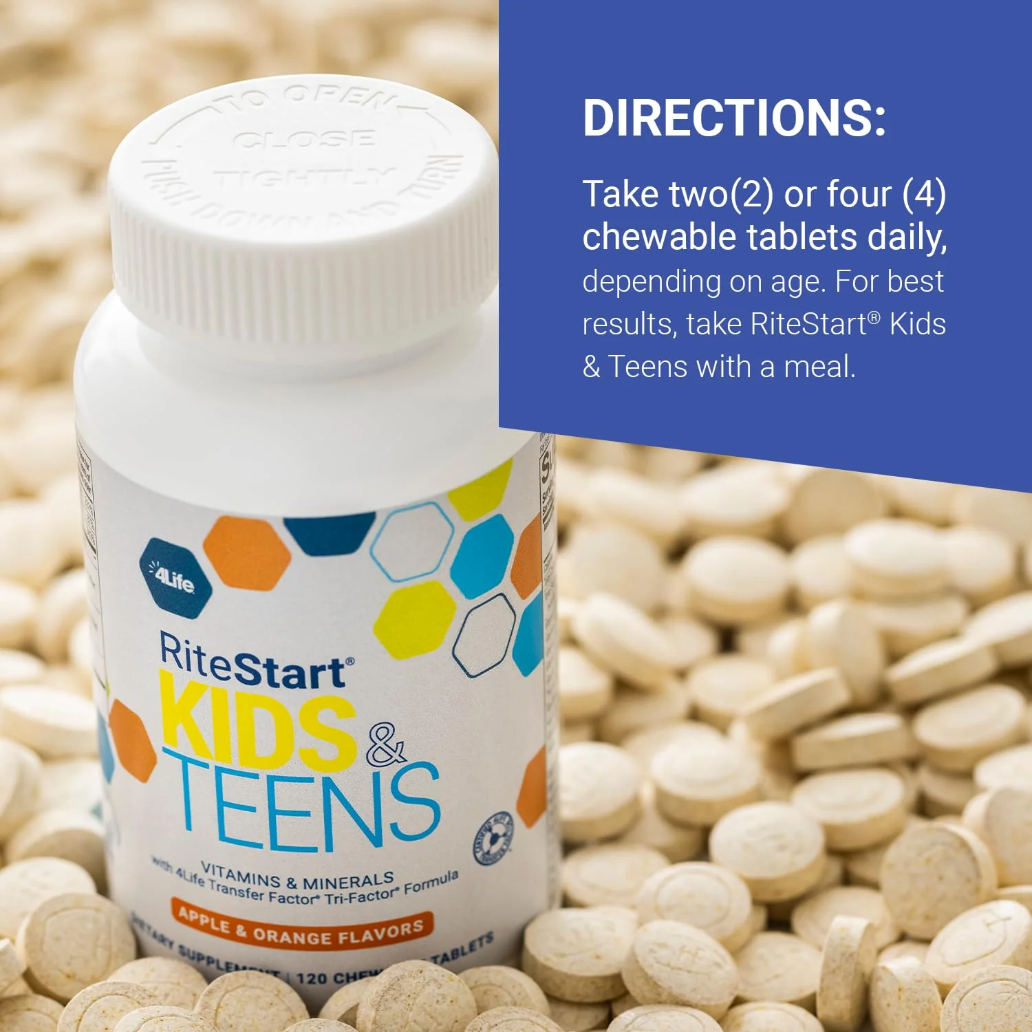 4Life RiteStart Kids & Teens – Apple & Orange Flavor, 120 Chewable Tablets, Immune & Brain Support (Ages 2+) - Image 6