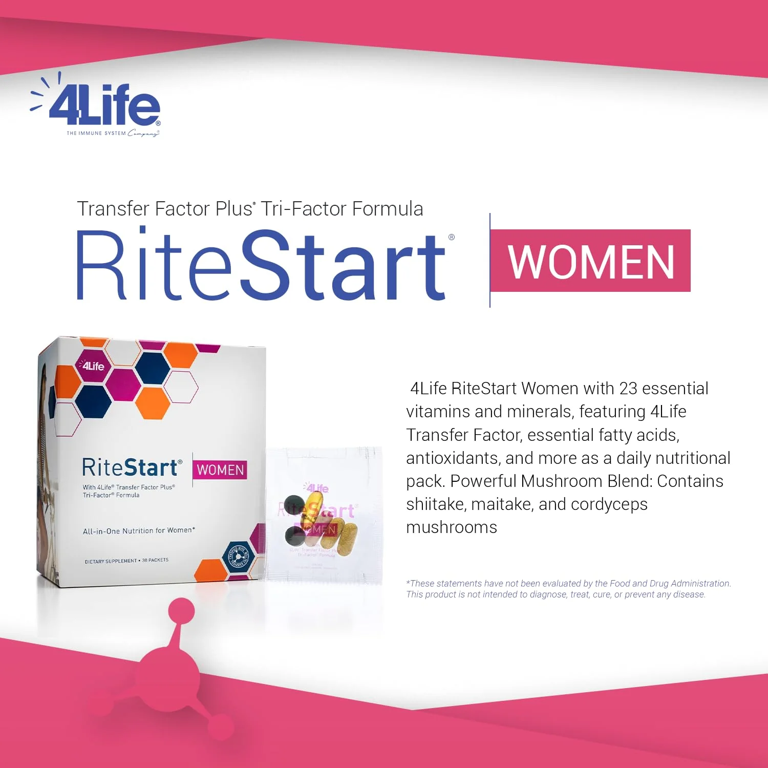 4Life RiteStart Women Daily Nutritional Pack – Immune Support with Zinc & Vitamin C (1 Box, 30 Packets) - Image 3