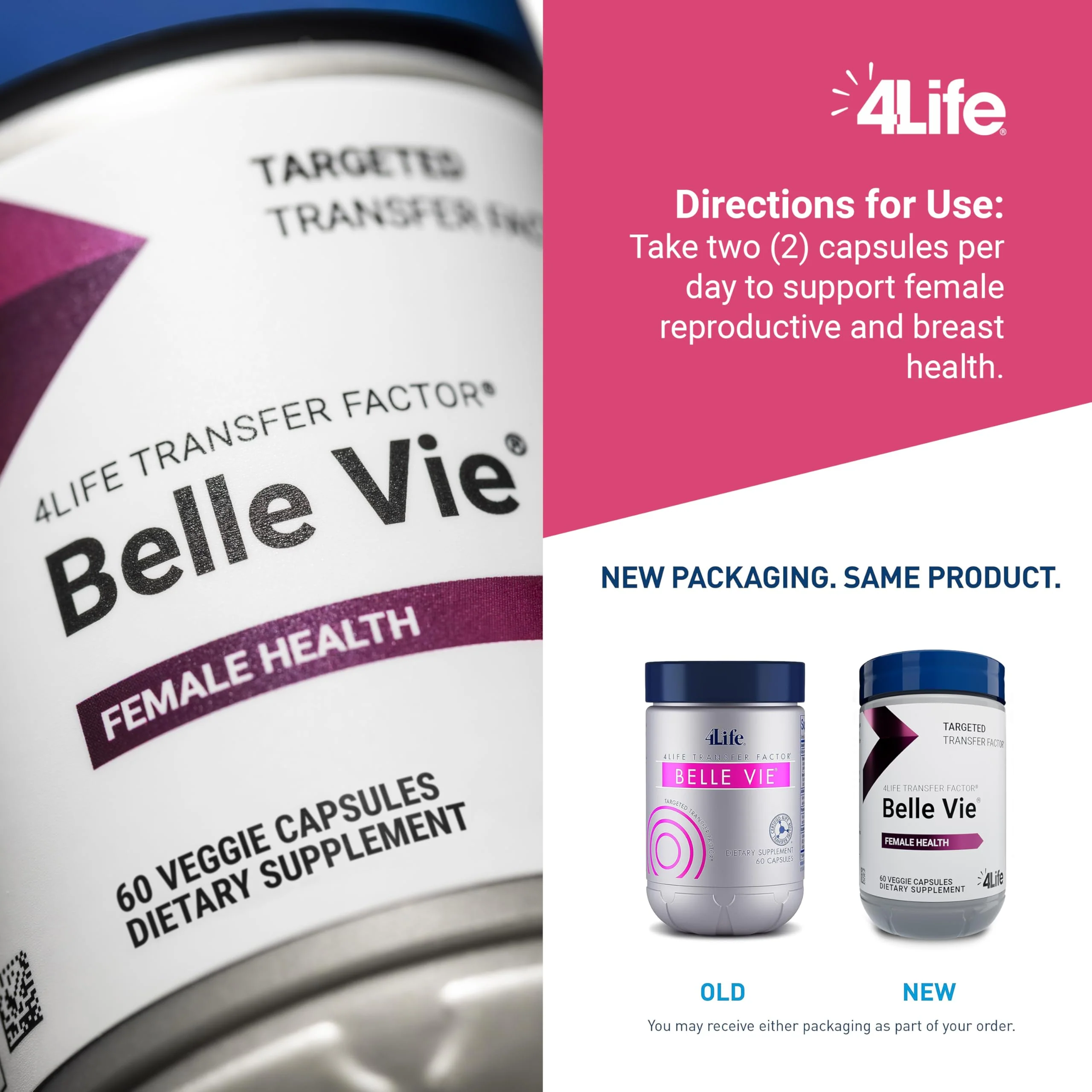 4Life Transfer Factor Belle Vie – Supports Women's Reproductive Health (Kudzu, Flax & Red Clover) – 60 Veggie Capsules - Image 5