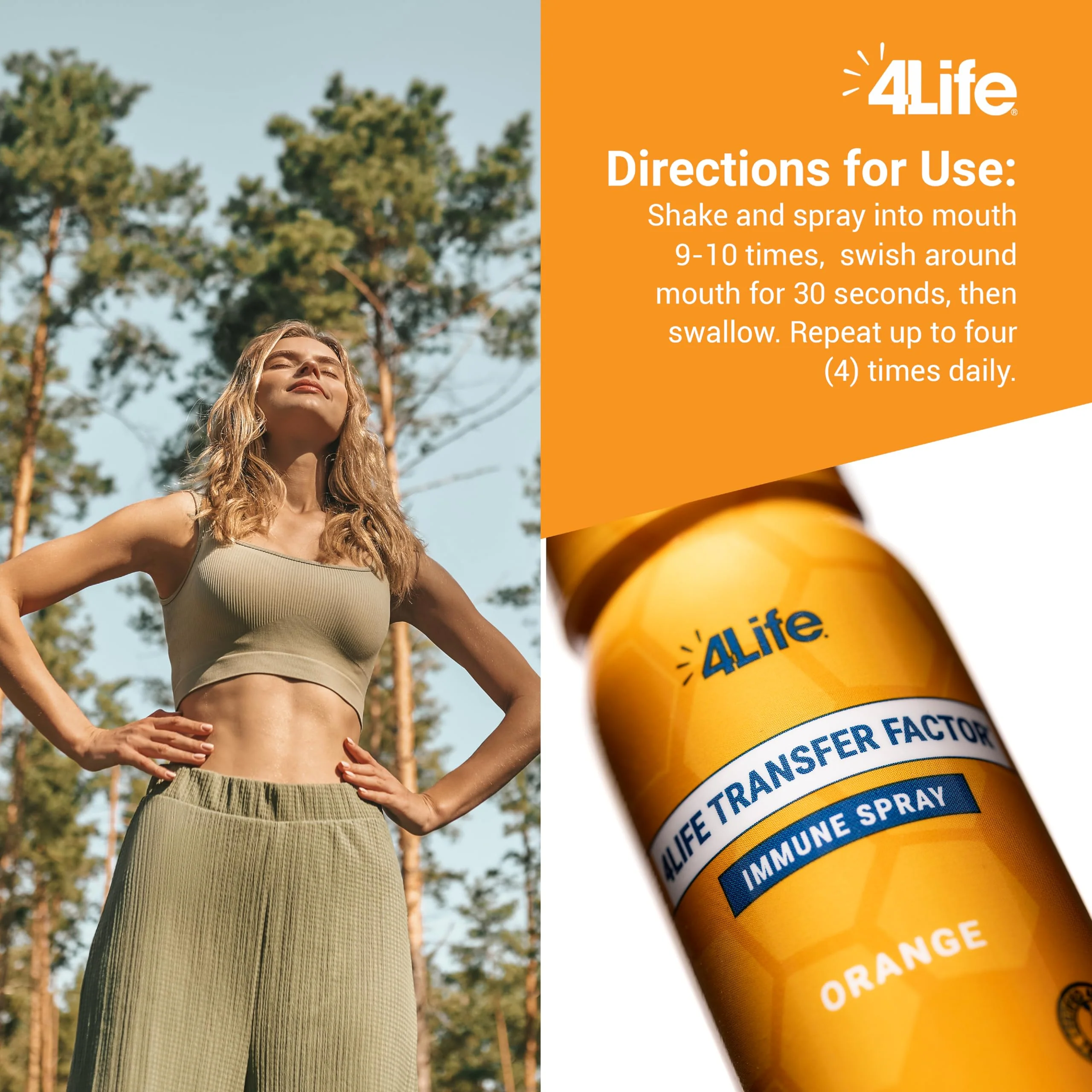 4Life Transfer Factor Immune Spray – Zinc, Marshmallow Root & Colloidal Silver – Orange 1.7 oz - Image 3