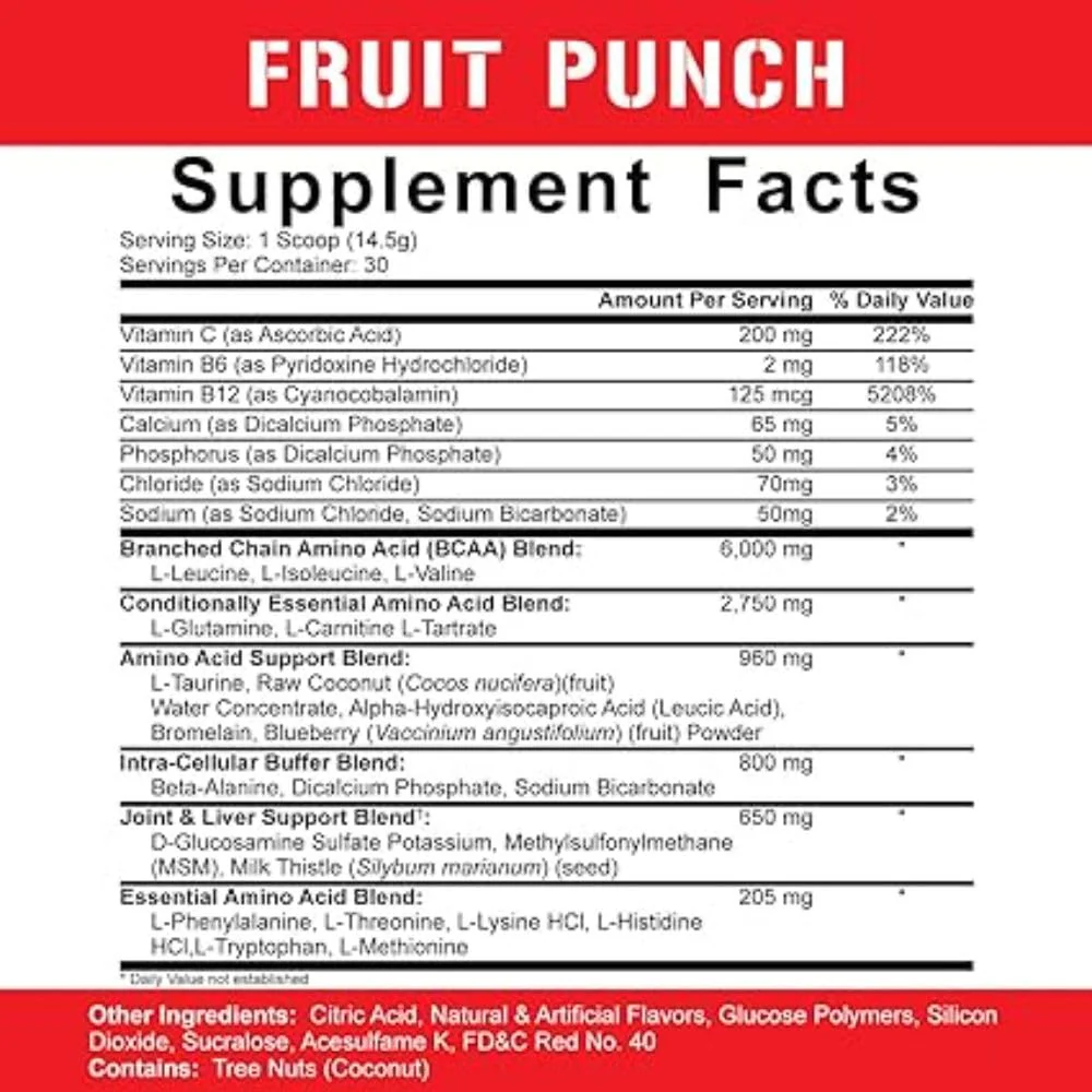 5% Nutrition Rich Piana AllDayYouMay BCAA Powder – Intra & Post-Workout Aminos, Hydration, Endurance (Fruit Punch) 16.93 oz - Image 2