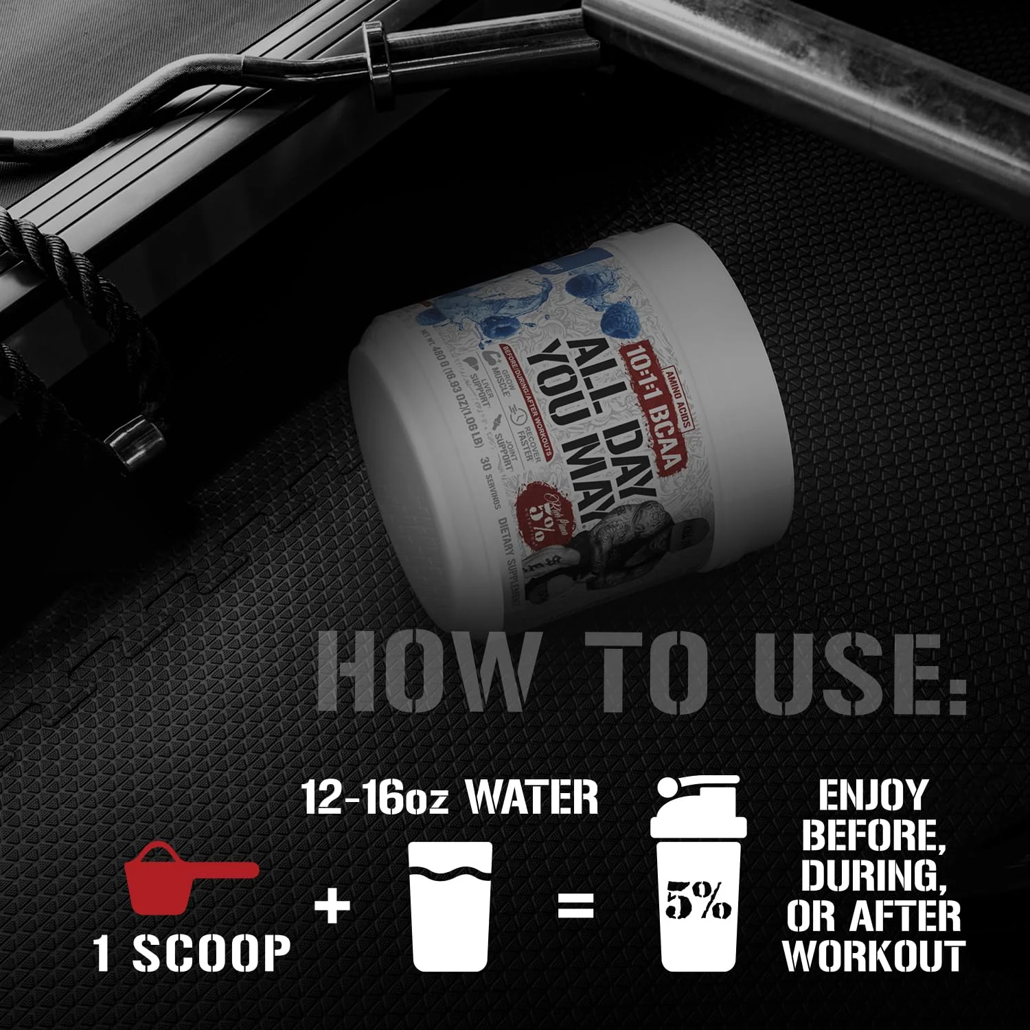 5% Nutrition Rich Piana AllDayYouMay BCAA Powder – Intra & Post-Workout Aminos, Hydration, Endurance | Southern Sweet Tea 16.3 oz - Image 4