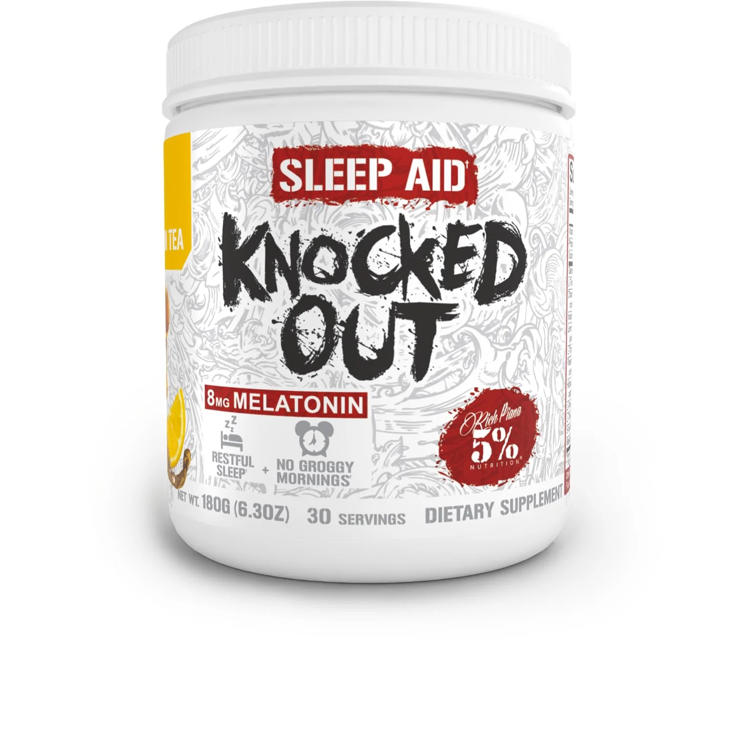 5% Nutrition Rich Piana Knocked Out Natural Sleep Aid Powder | Deep Sleep & Post-Workout Recovery | Honey Lemon Tea | 30 Servings - Image 9