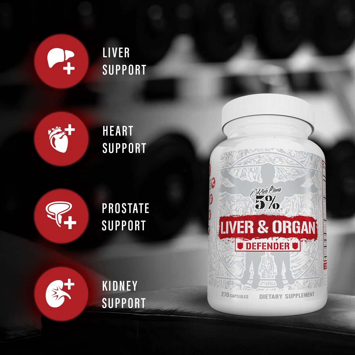 5% Nutrition Rich Piana Liver & Organ Defender Cycle Support Plus NAC | Liver, Prostate, Heart, Kidney & Skin Support | Milk Thistle, Saw Palmetto, Hawthorn Berry | 30-90 Servings - Image 4