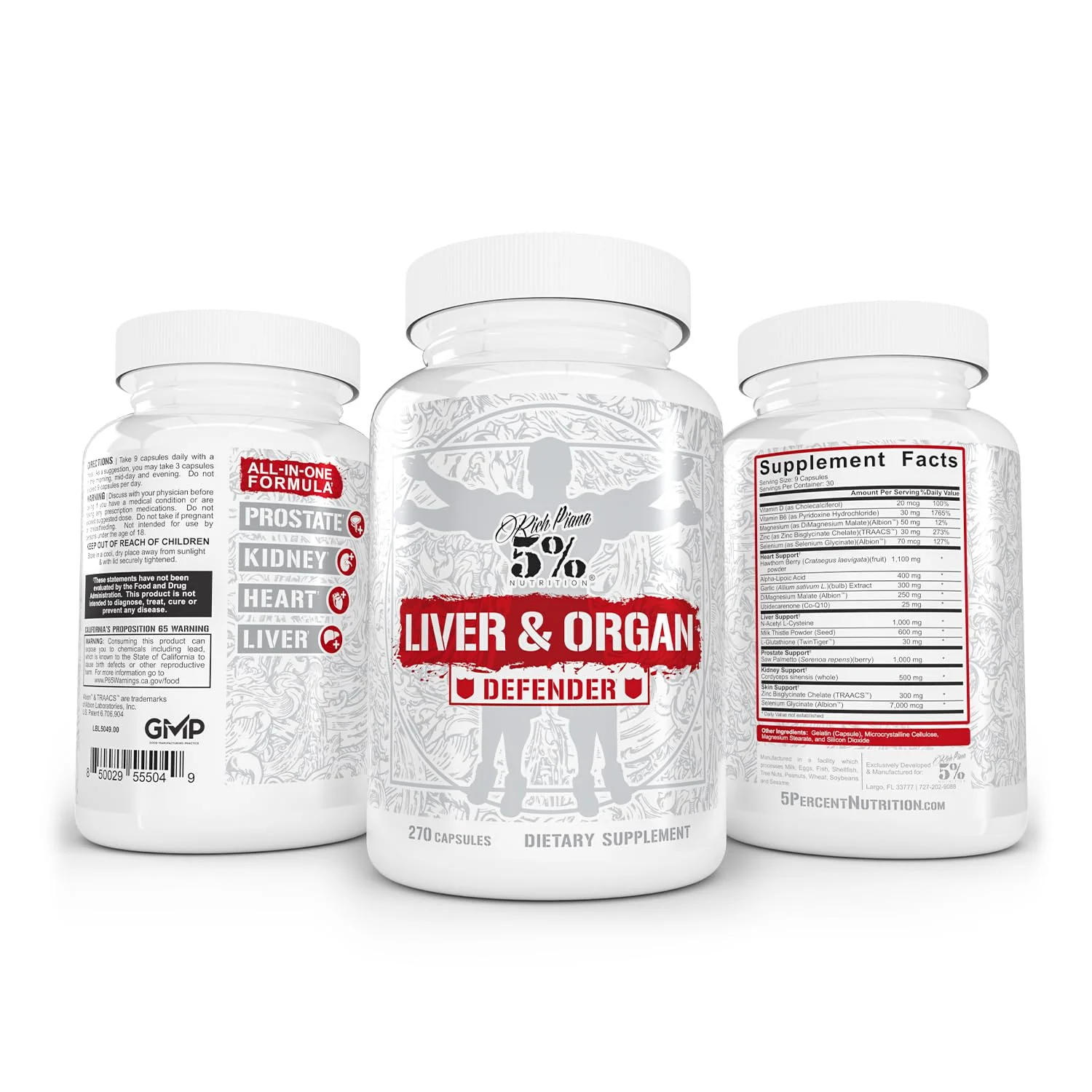 5% Nutrition Rich Piana Liver & Organ Defender Cycle Support Plus NAC | Liver, Prostate, Heart, Kidney & Skin Support | Milk Thistle, Saw Palmetto, Hawthorn Berry | 30-90 Servings - Image 7