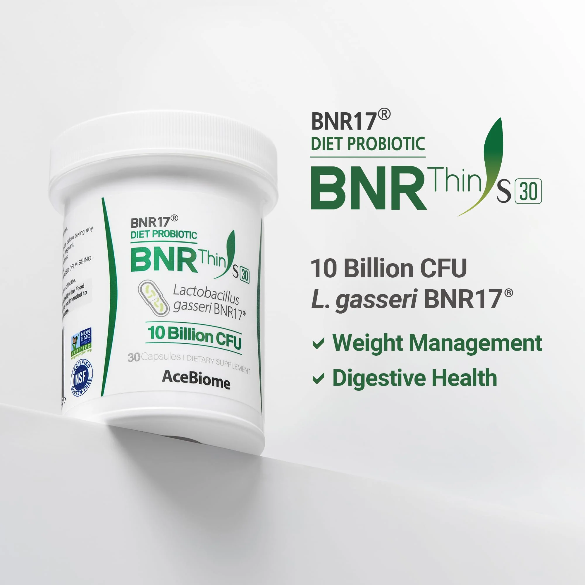 AceBiome BNRThin S30 Probiotic – Lactobacillus gasseri BNR17, 10B CFU, 30 Caps - Image 11