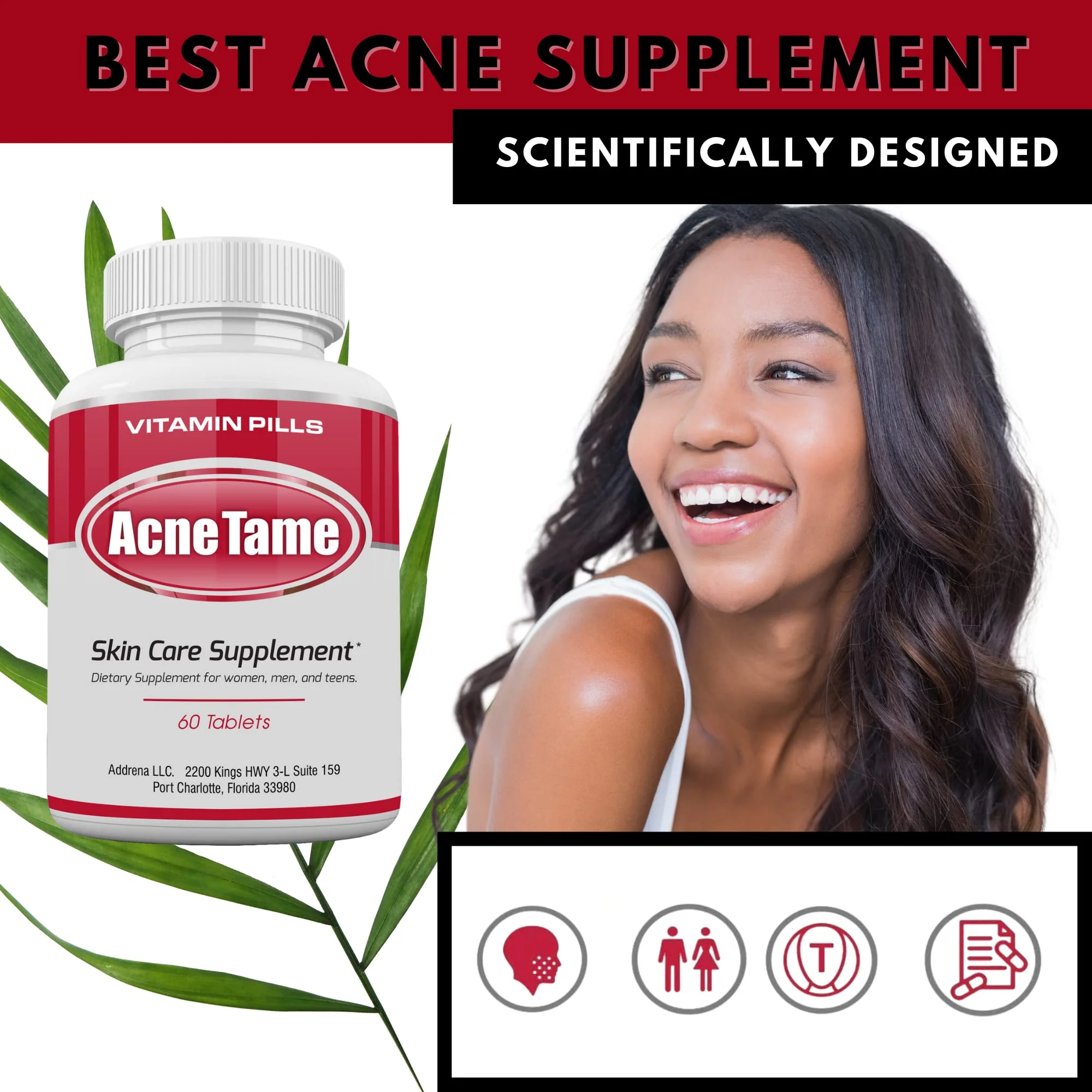 Acnetame Acne Pills – Acne Tame 3 Pack – Clear Skin Vitamins – 180 Tablets - Image 3