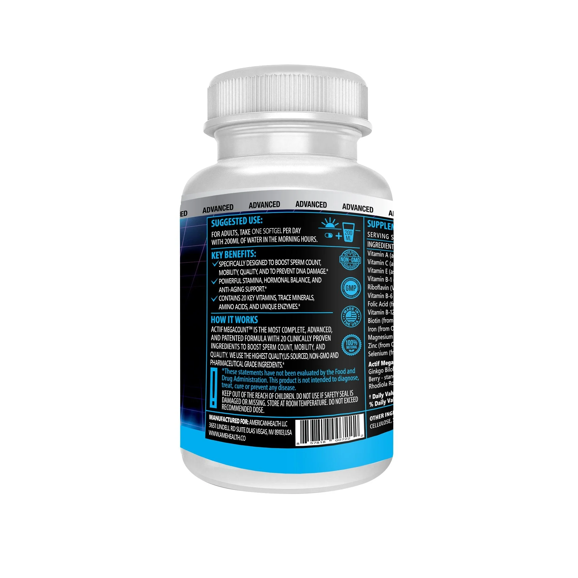 ACTIF MegaCount for Men - Maximum Fertility Support & Sperm Count Booster | 90 Softgels, USA Made, Non-GMO - Image 4