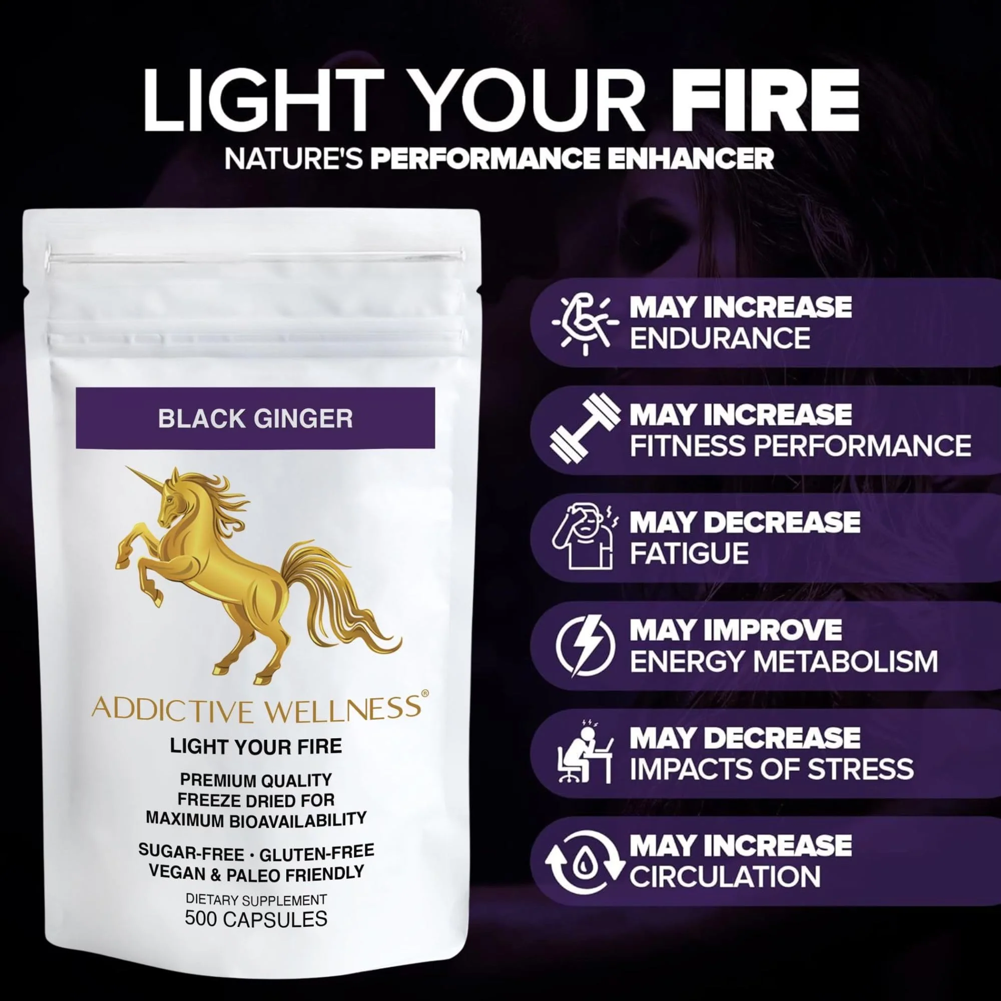 Addictive Wellness Black Ginger Capsules 450mg – Kaempferia Parviflora for Energy, Endurance & Metabolism | 500 Count - Image 15