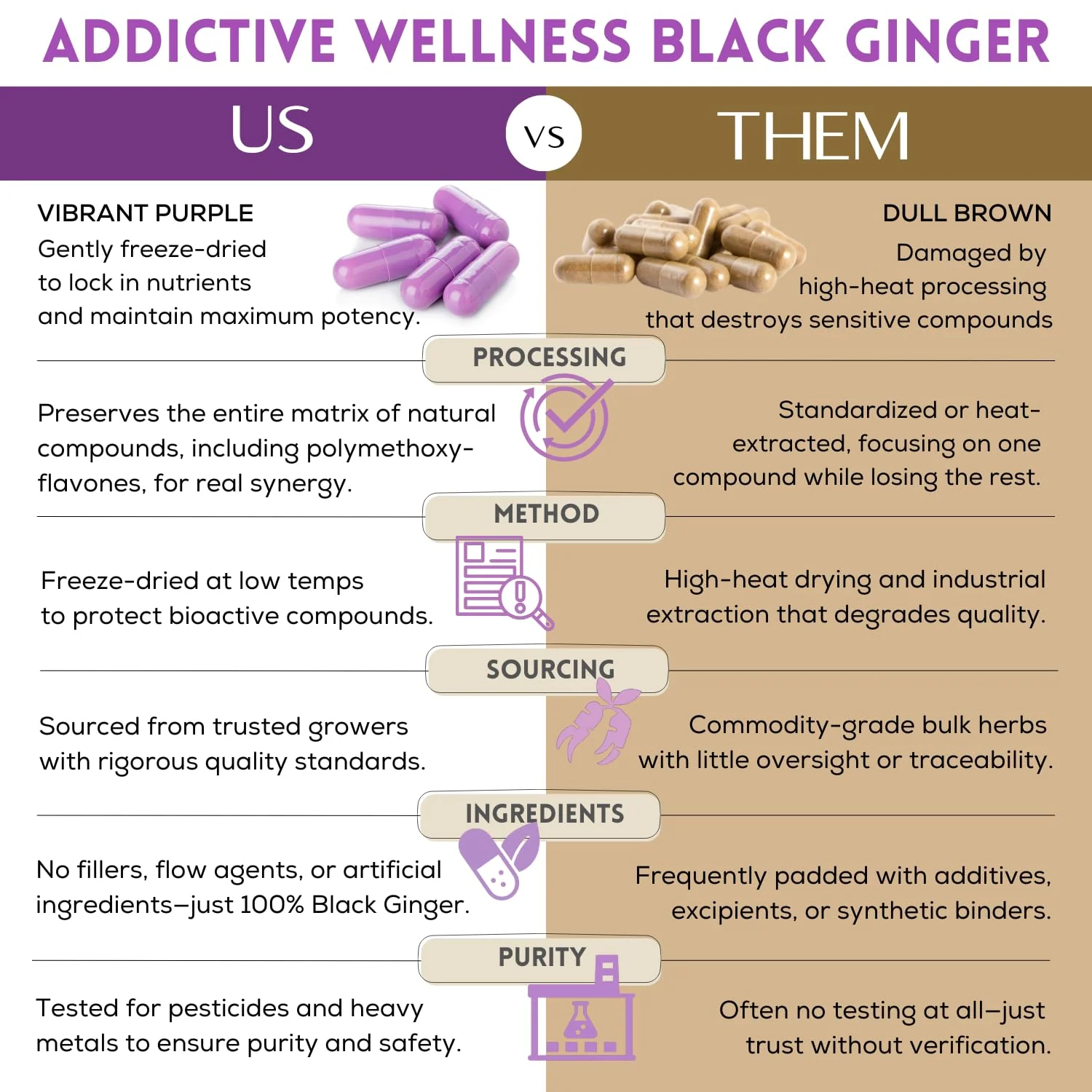 Addictive Wellness Black Ginger Capsules 450mg – Kaempferia Parviflora for Energy, Endurance & Metabolism | Vegan & Paleo | 100 Count - Image 6