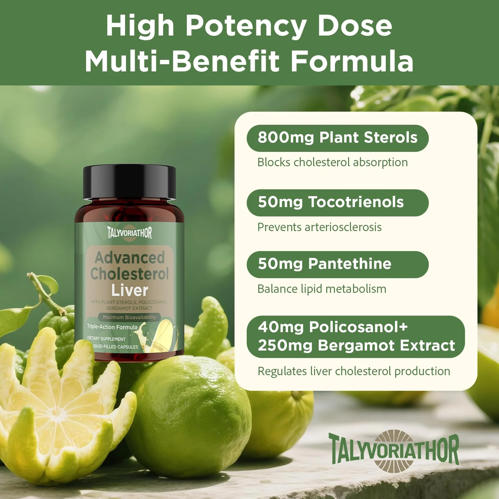 Advanced Cholesterol Lowering Supplements & for High Cholesterol | Liquid-Filled Capsules for Maximum Absorption | Plant Sterols, Policosanol, Bergamot Extract | Triple-Action Formula,90 Capsules - Image 2