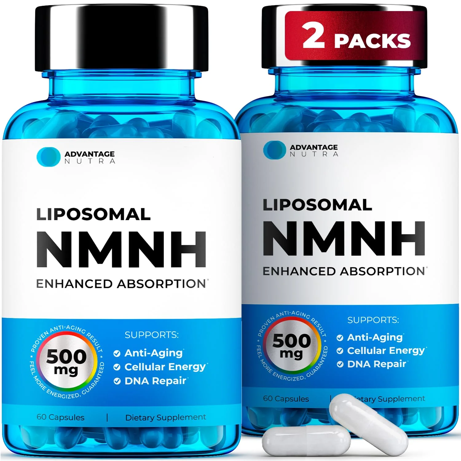 AdvantageNutra Liposomal NMNH 500mg – NAD+ Boost, Energy & Focus | 60 Capsules (2 Packs) - Image 10