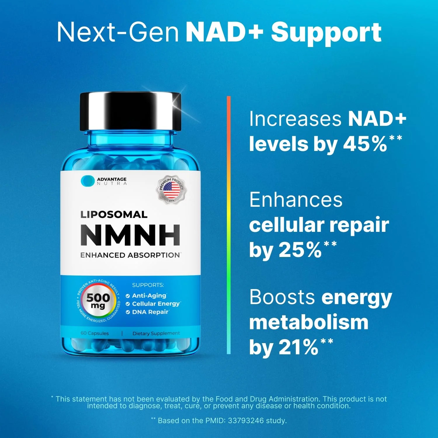 AdvantageNutra Liposomal NMNH 500mg – NAD+ Boost, Energy & Focus | 60 Capsules (2 Packs) - Image 11