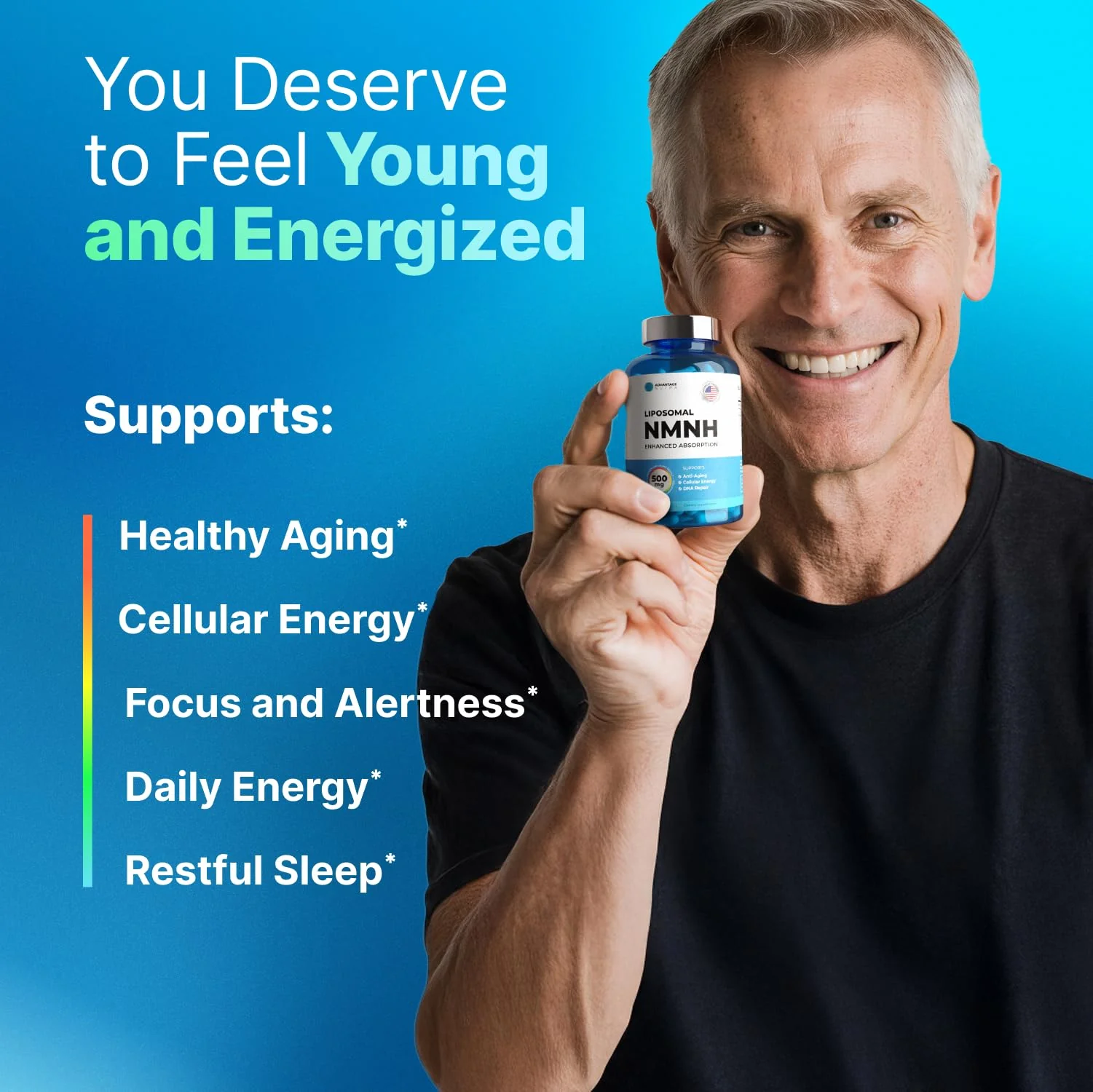 AdvantageNutra Liposomal NMNH 500mg – NAD+ Boost, Energy & Focus | 60 Capsules (2 Packs) - Image 12