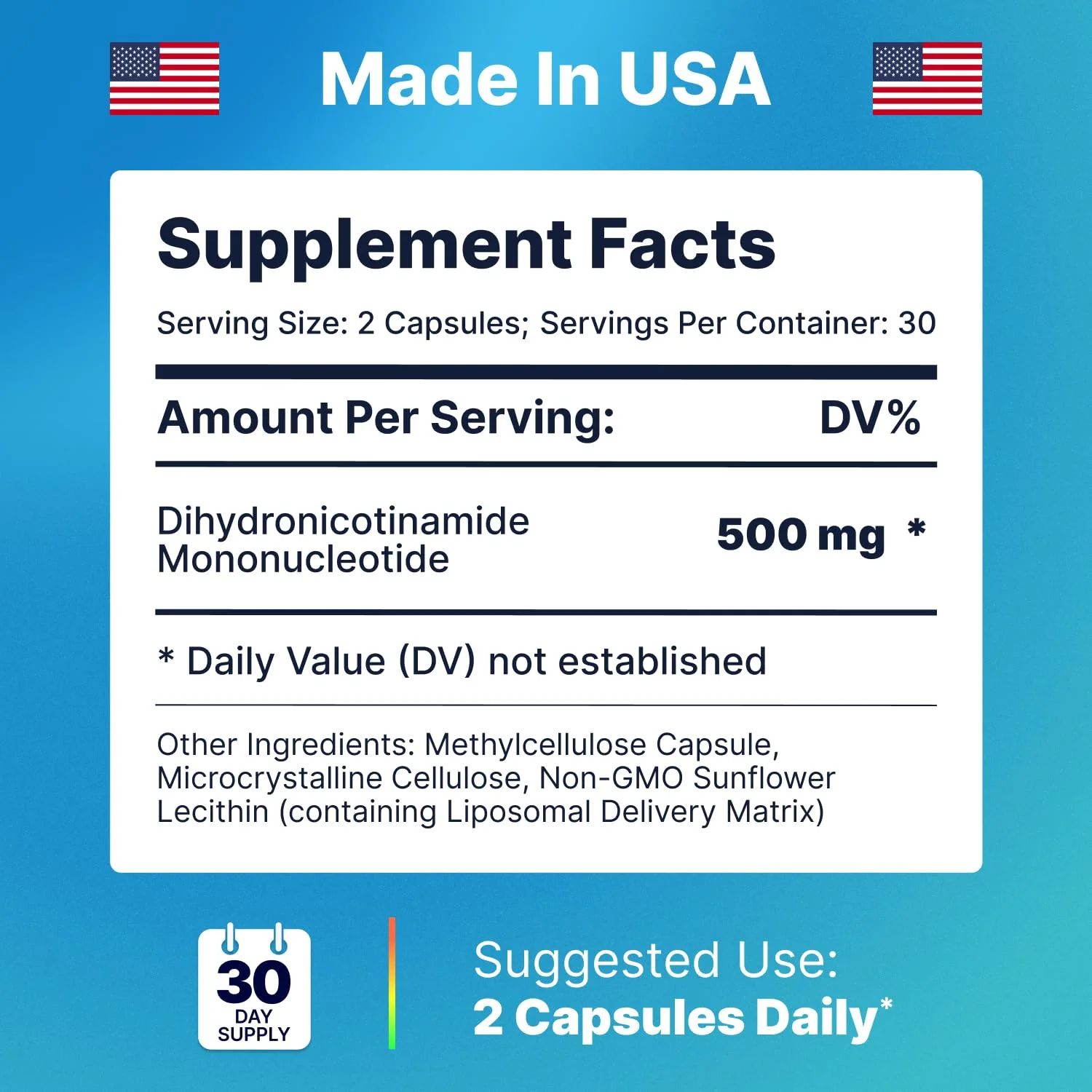 AdvantageNutra Liposomal NMNH 500mg – NAD+ Boost, Energy & Focus | 60 Capsules (2 Packs) - Image 17