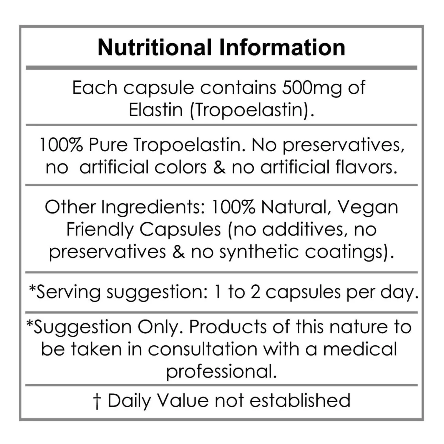 Aeternum Elastin 500mg Capsules – 180 Count | Marine Elastin for Skin Elasticity - Image 6
