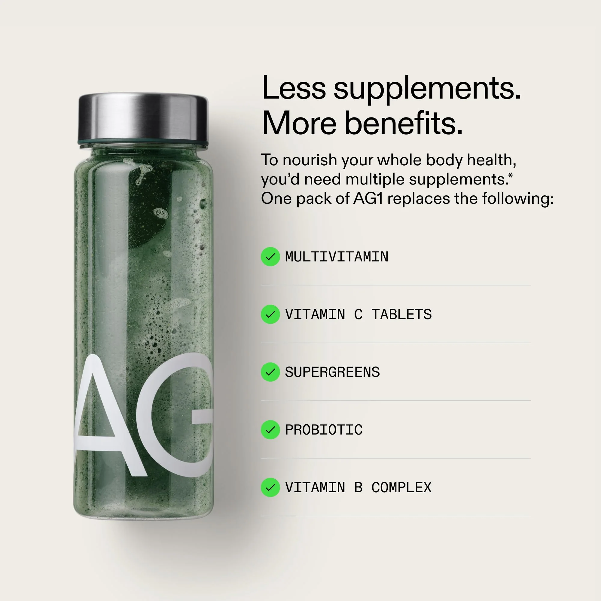 AG1 Greens Powder Refill Pouch – 75 Vitamins, Multivitamin & Probiotic | Gut Health - Image 2