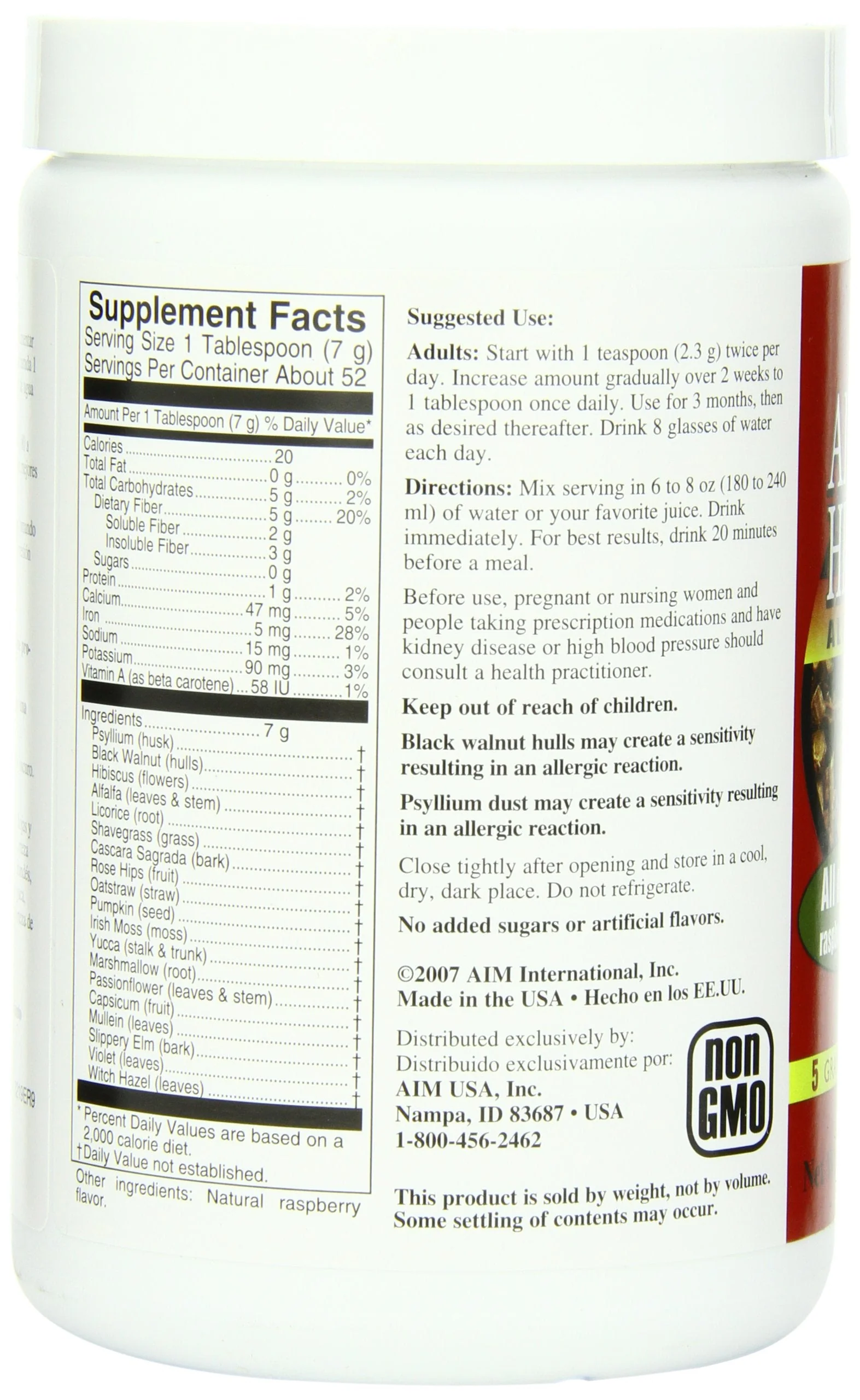 AIM Herbal Fiberblend Raspberry Powder 13 oz by AIM International | Gentle Detox & Fiber Support - Image 3