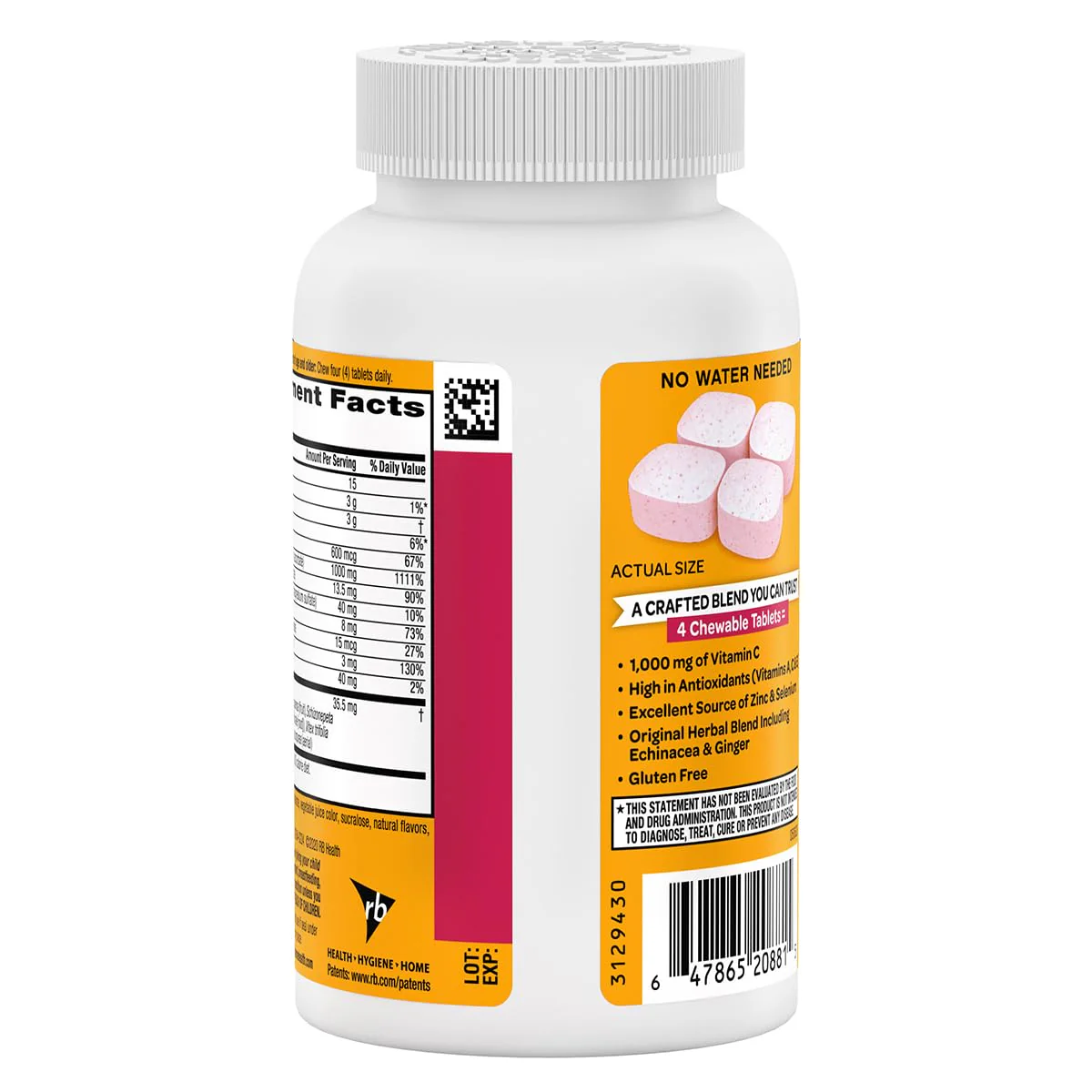 Airborne 1000mg Vitamin C + Zinc Immune Support Chewables – Very Berry, 116 Tablets (2 Pack) - Image 12